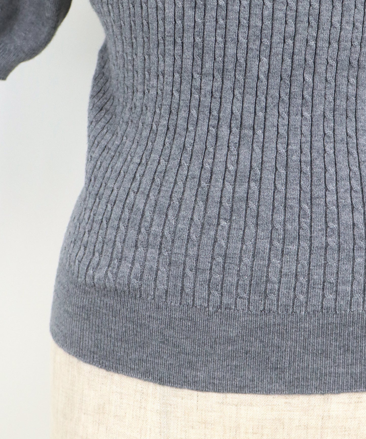 【SALE】パフスリーブ半袖ミニケーブルニット