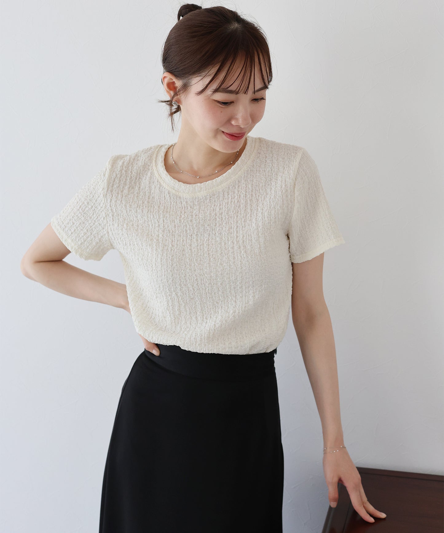 【TIME SALE】ぽこぽこジャガードTシャツ【ネコポス】