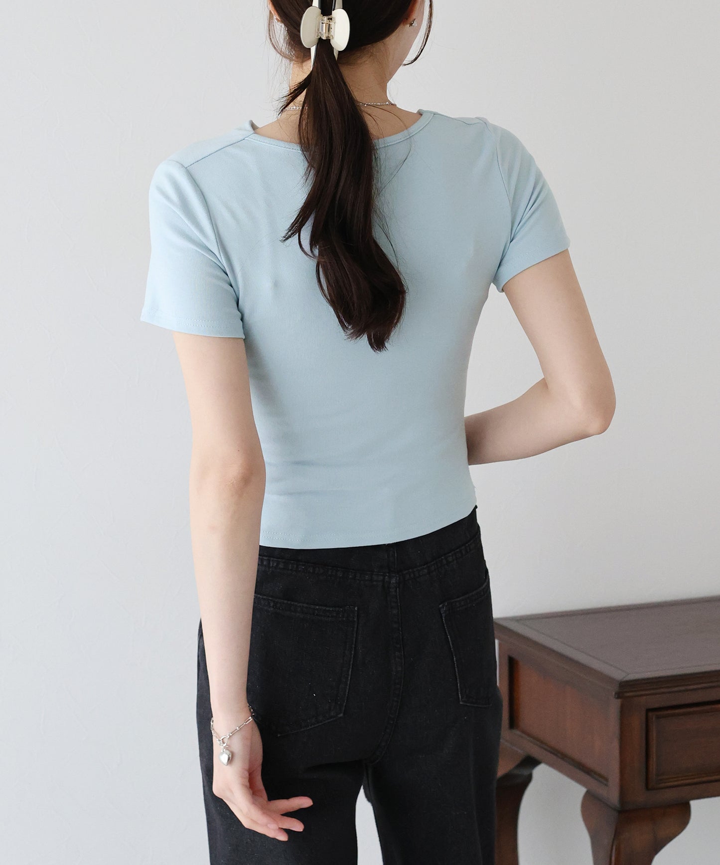 【TIME SALE】半袖アシメドレープTシャツ【ネコポス】