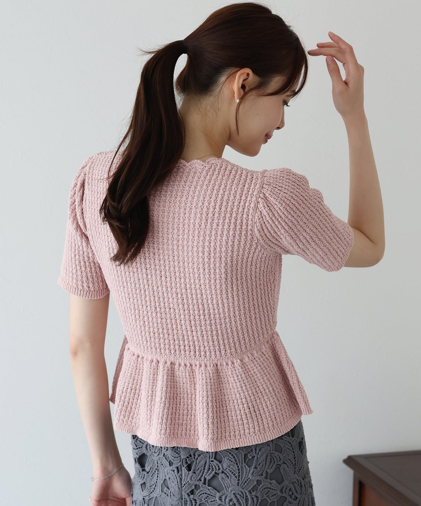 【TIME SALE】パールボタンペプラムニット