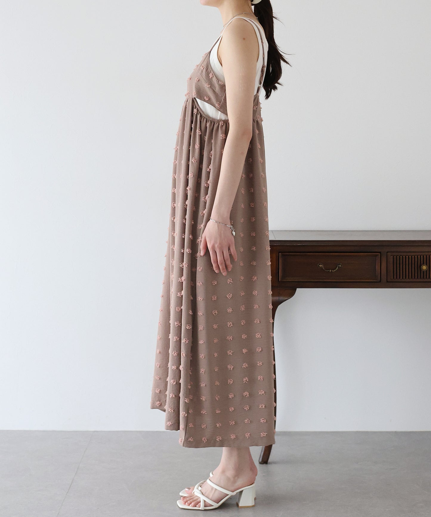 【SALE】ドットジャガードキャミワンピース