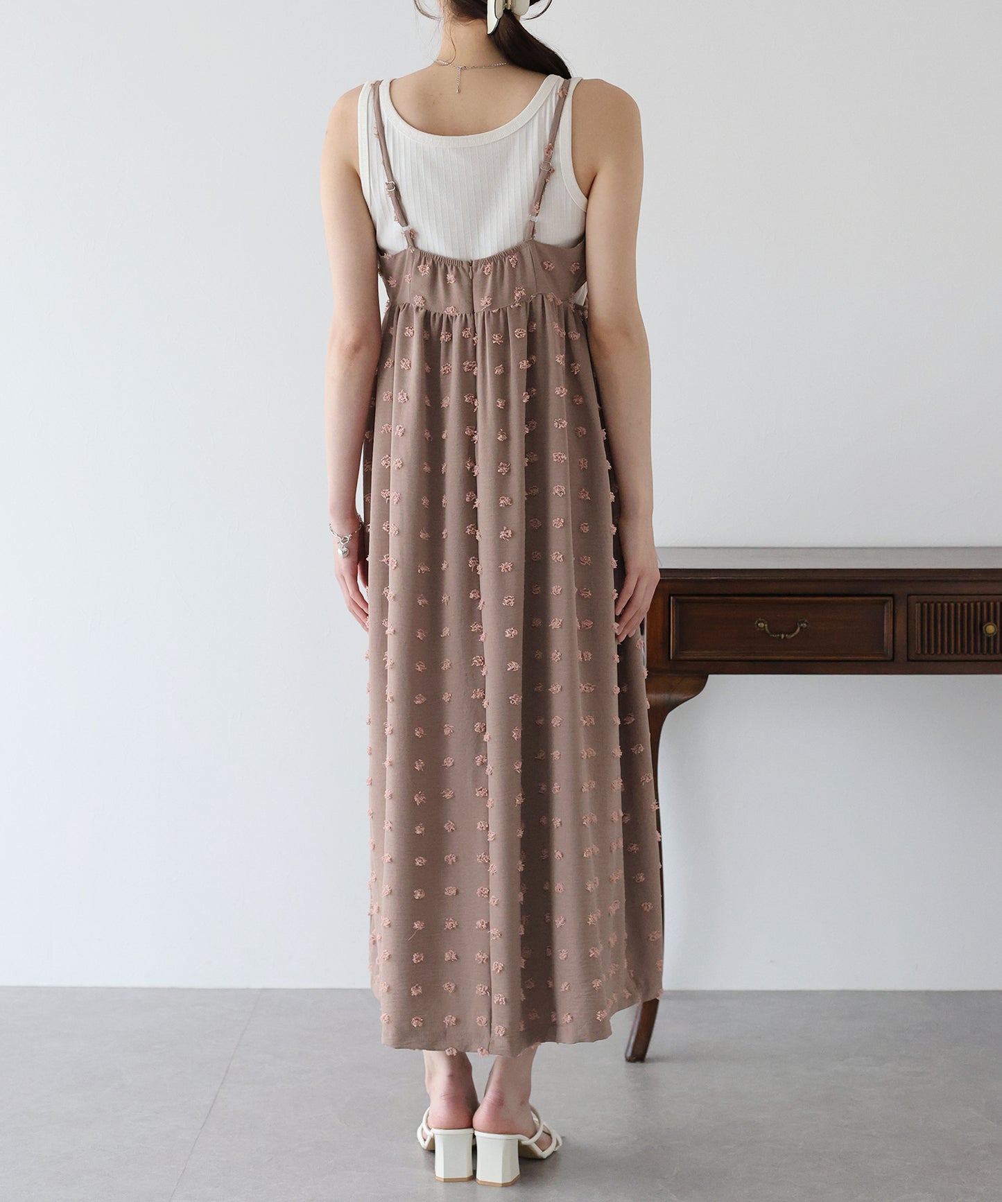 【SALE】ドットジャガードキャミワンピース