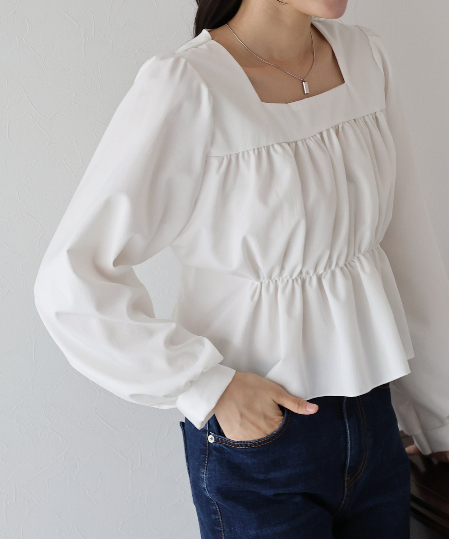 【早割5%OFF】バックリボンペプラムブラウス【ネコポス】
