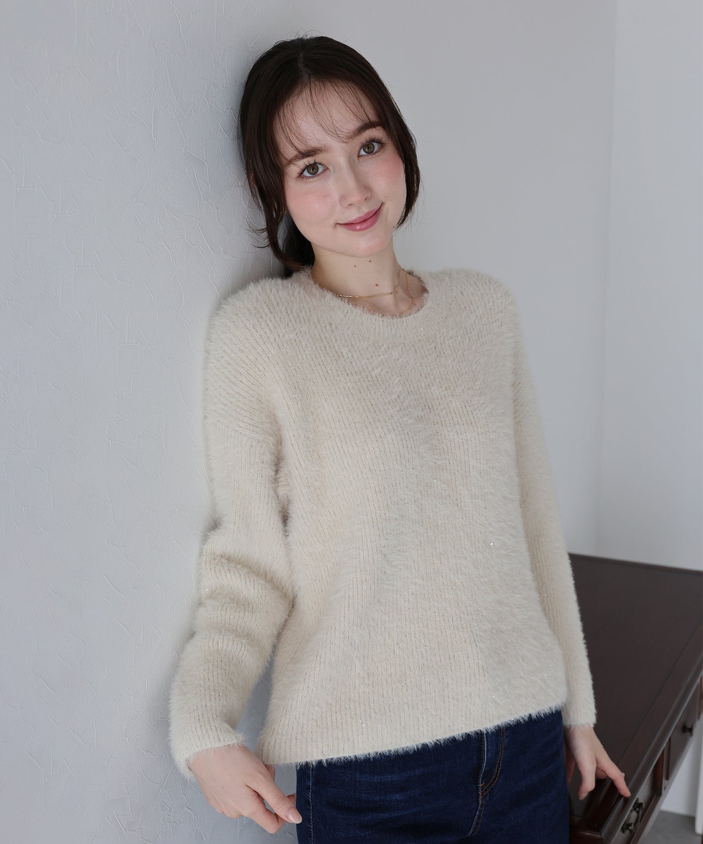 【早割5%OFF】スパンコールラメシャギーニット