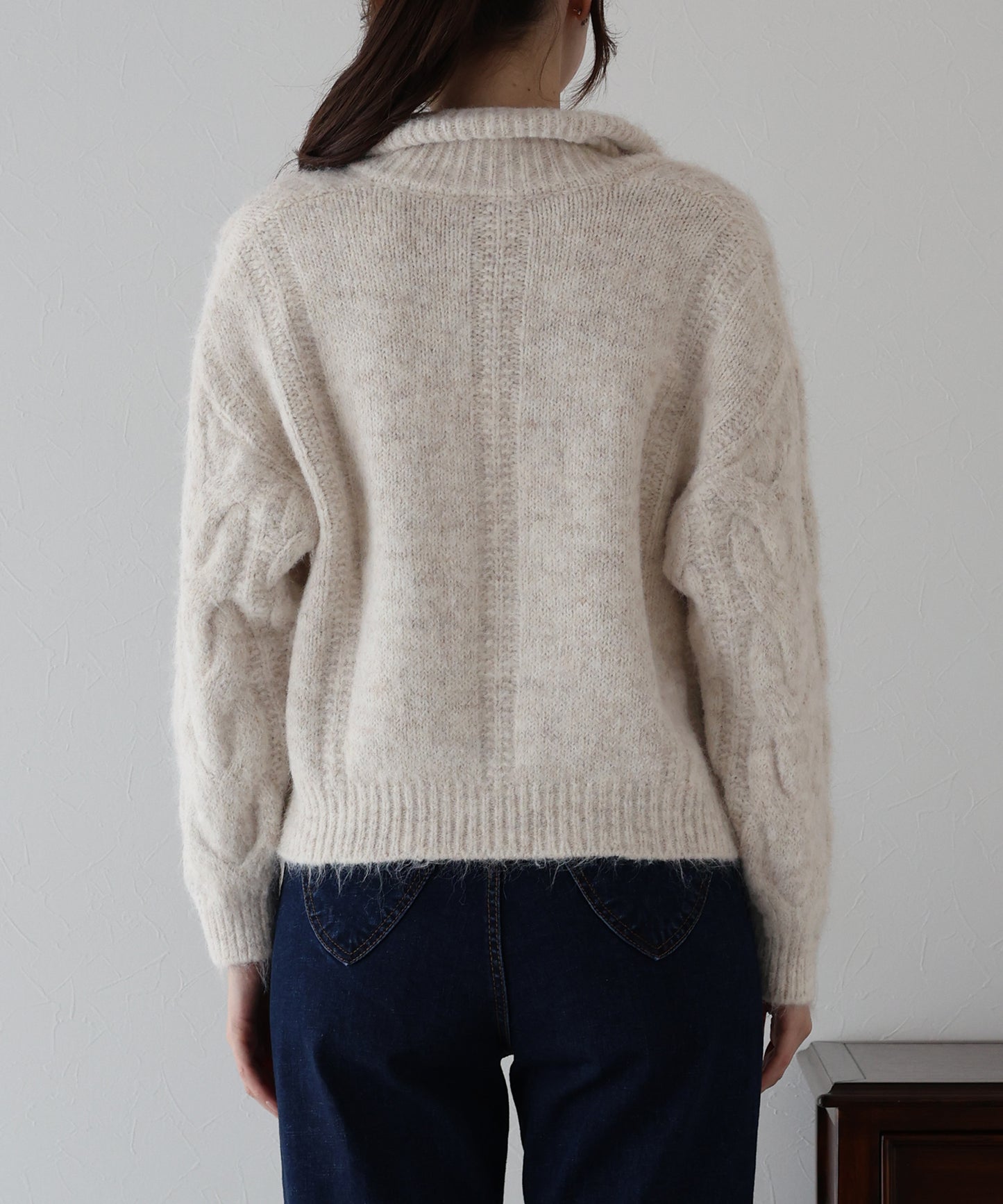 ケーブルダブルジップニット