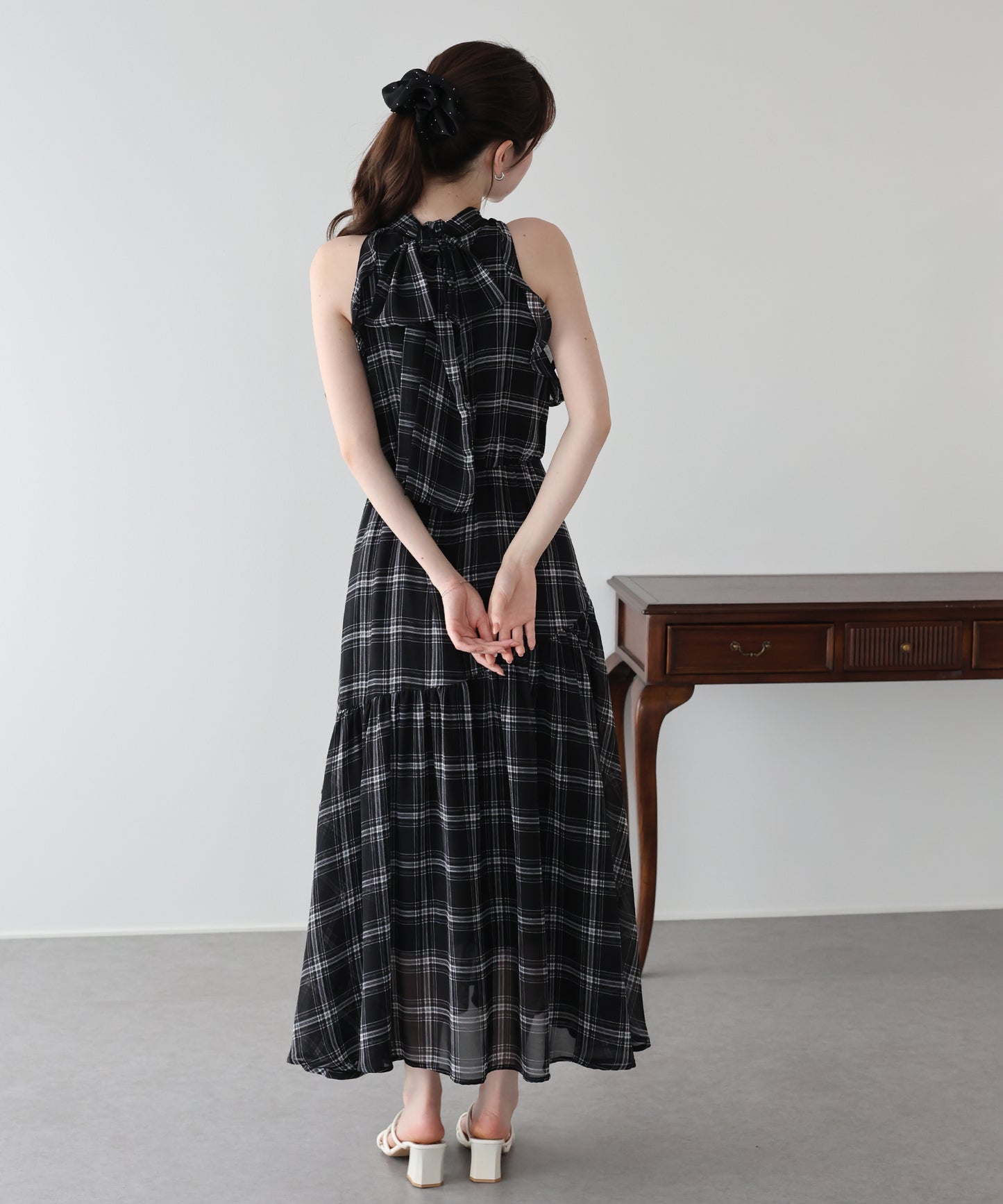 【早割5%OFF】《2サイズ展開》2WAYボウタイ アメスリチェックワンピース