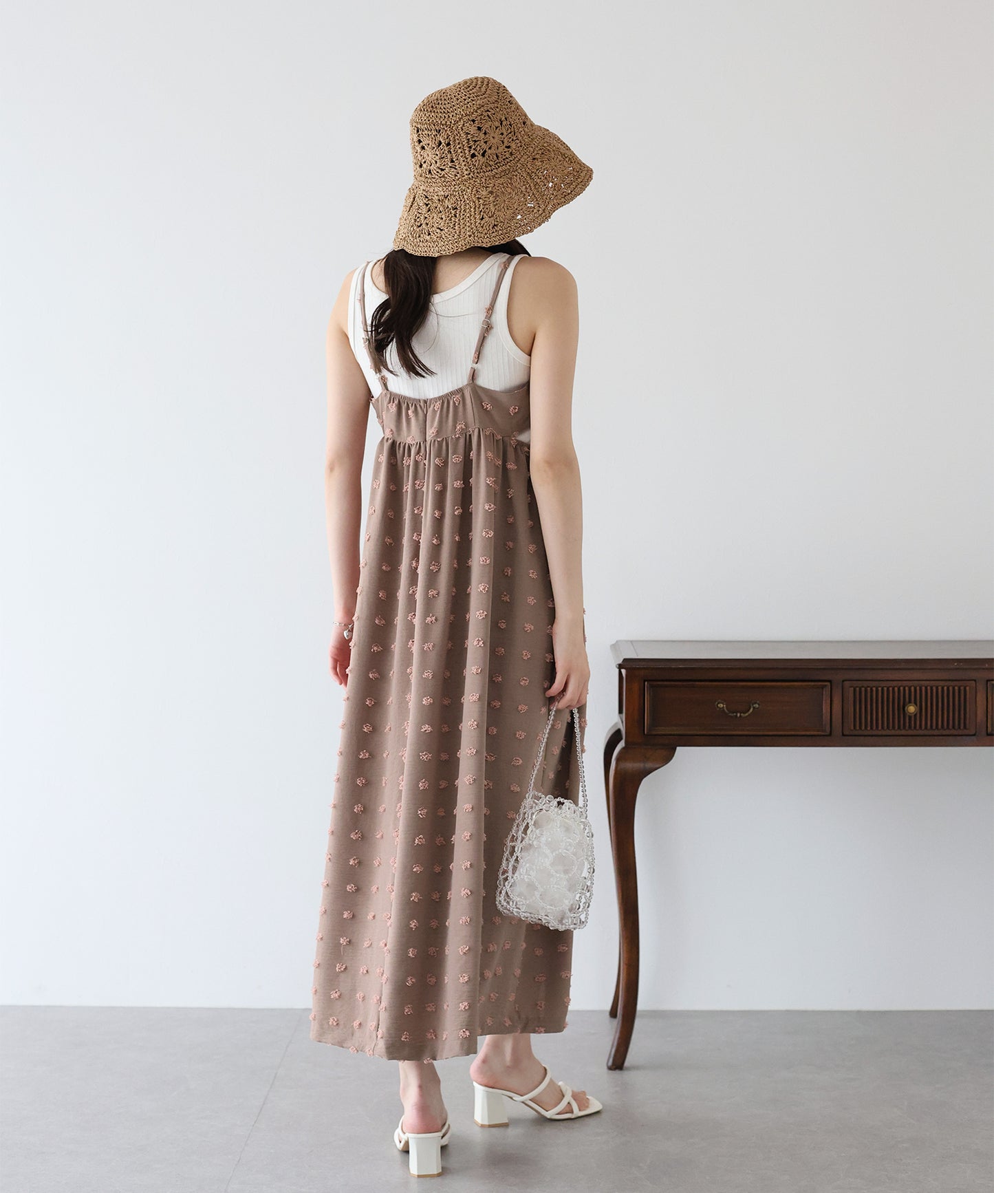 【SALE】ドットジャガードキャミワンピース