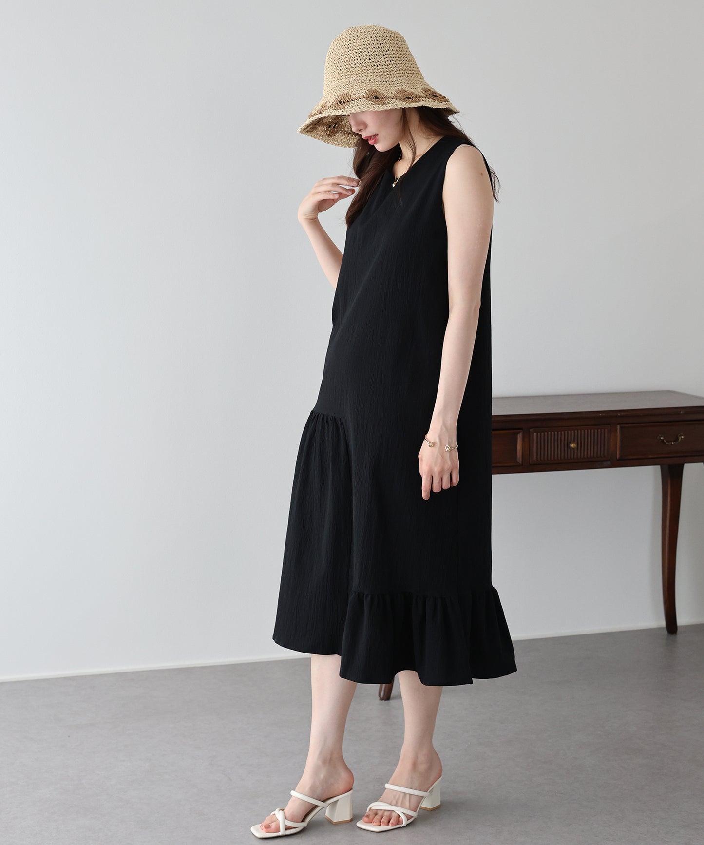 【早割5%OFF】アシンメトリーティアードワンピース
