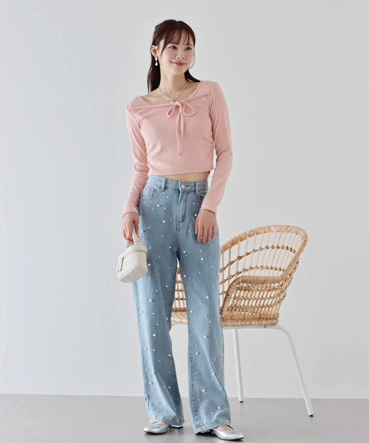 【SALE】フロントリボン付きカットソー