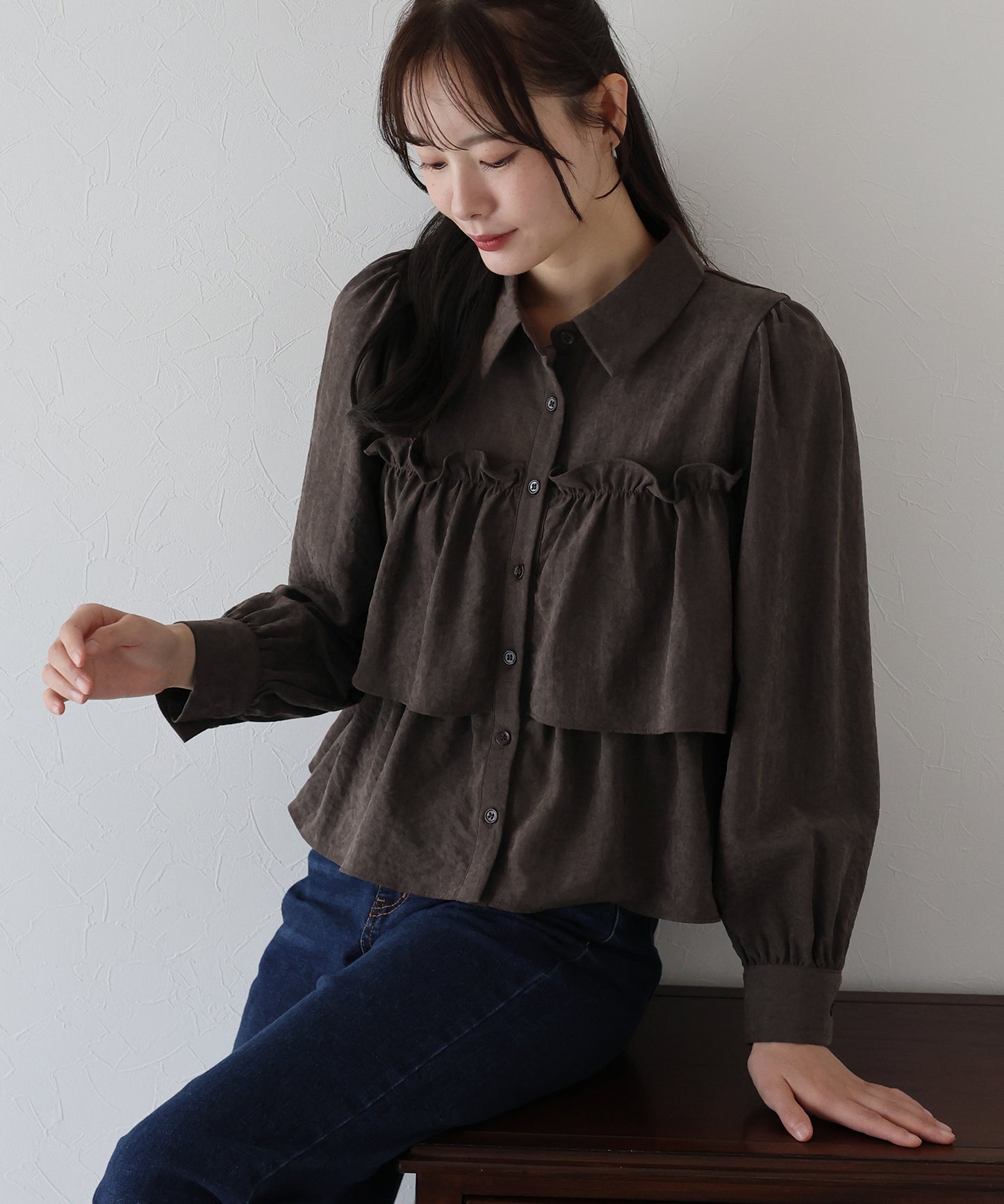 【早割5%OFF】フリルティアードピーチブラウス