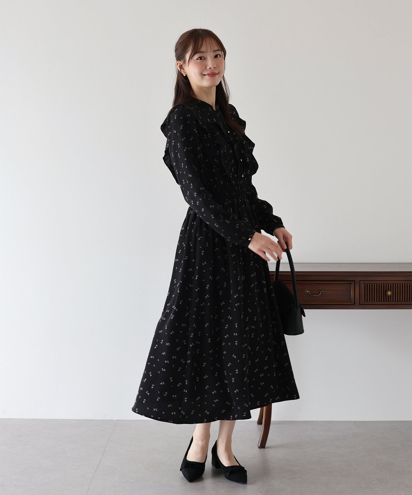 【早割5%OFF】フラワープリントフリルワンピース