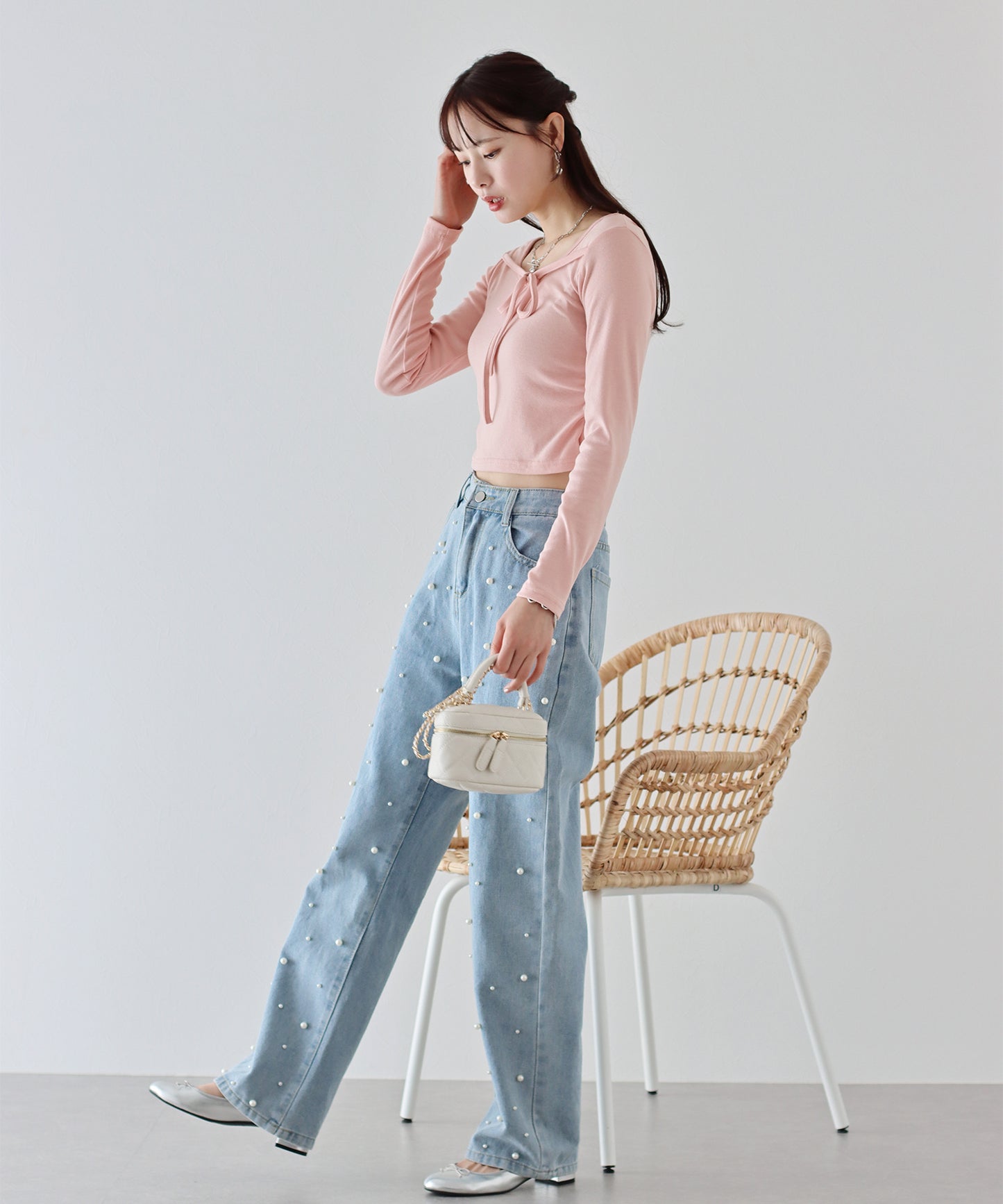 【SALE】フロントリボン付きカットソー