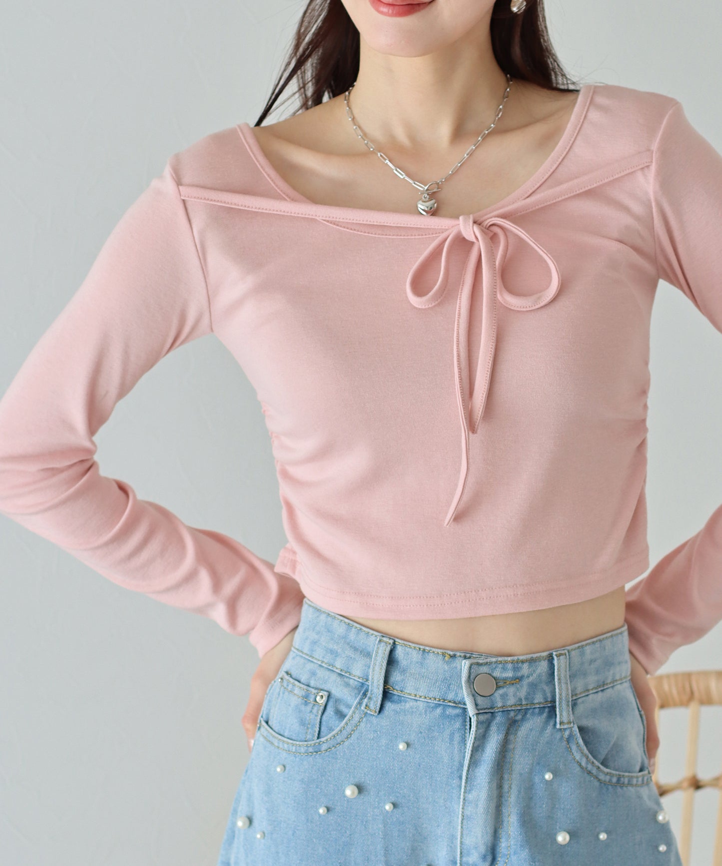 【SALE】フロントリボン付きカットソー