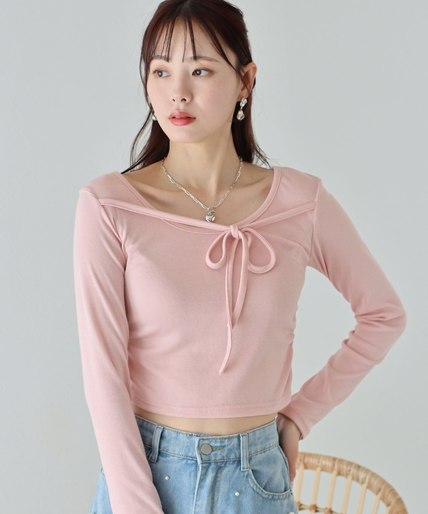 【SALE】フロントリボン付きカットソー