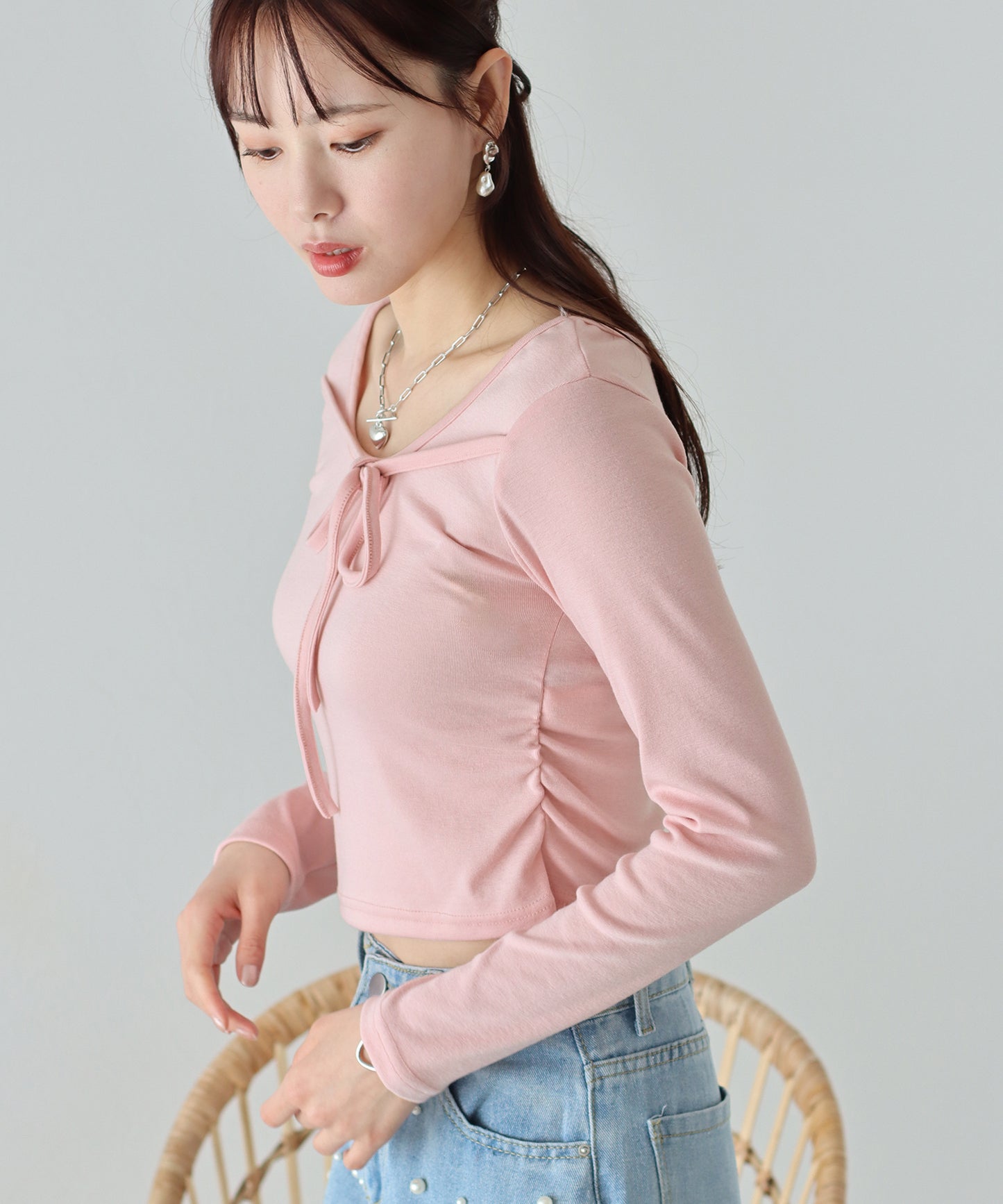 【SALE】フロントリボン付きカットソー