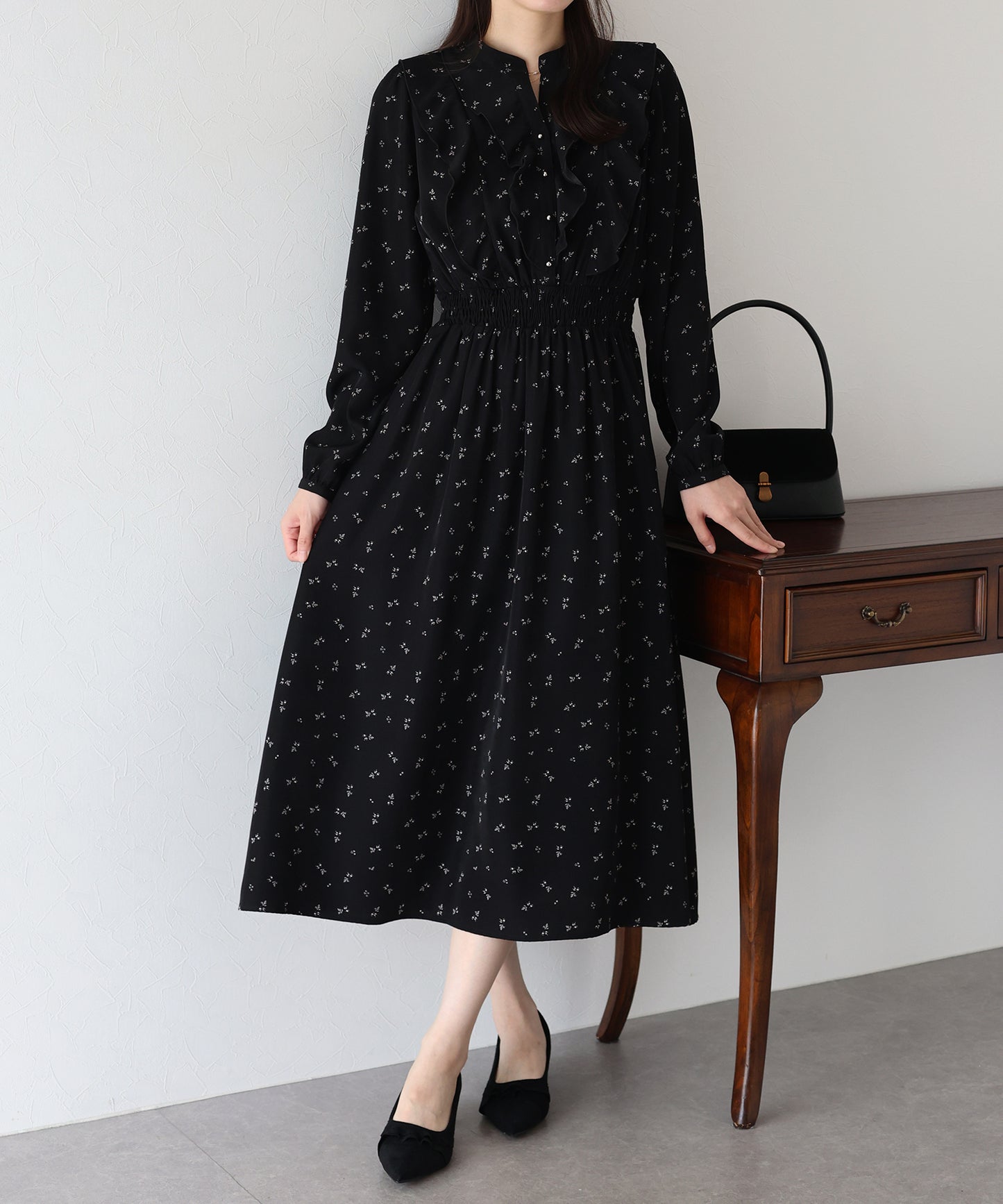【早割5%OFF】フラワープリントフリルワンピース
