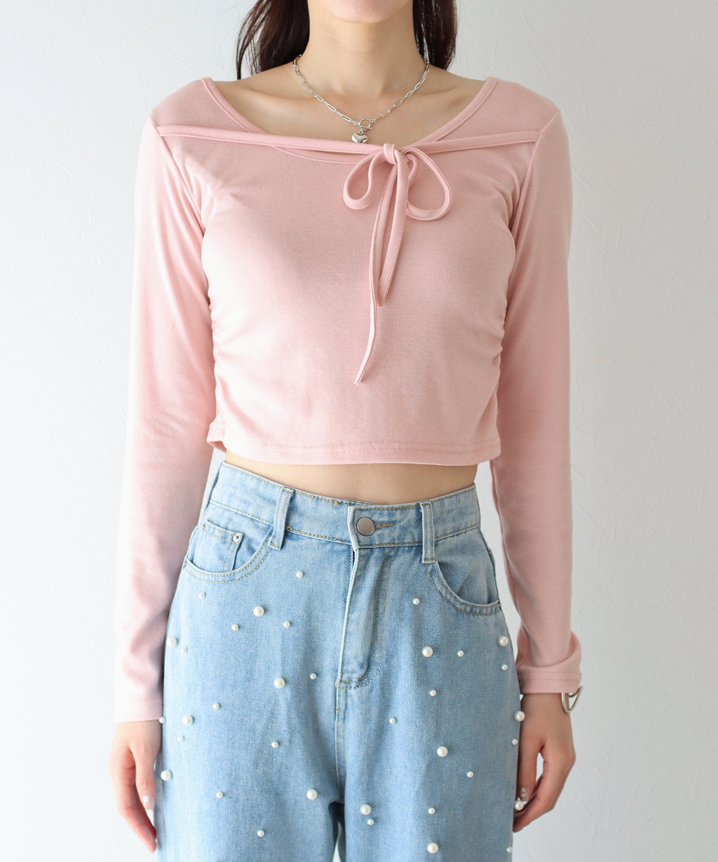 【SALE】フロントリボン付きカットソー