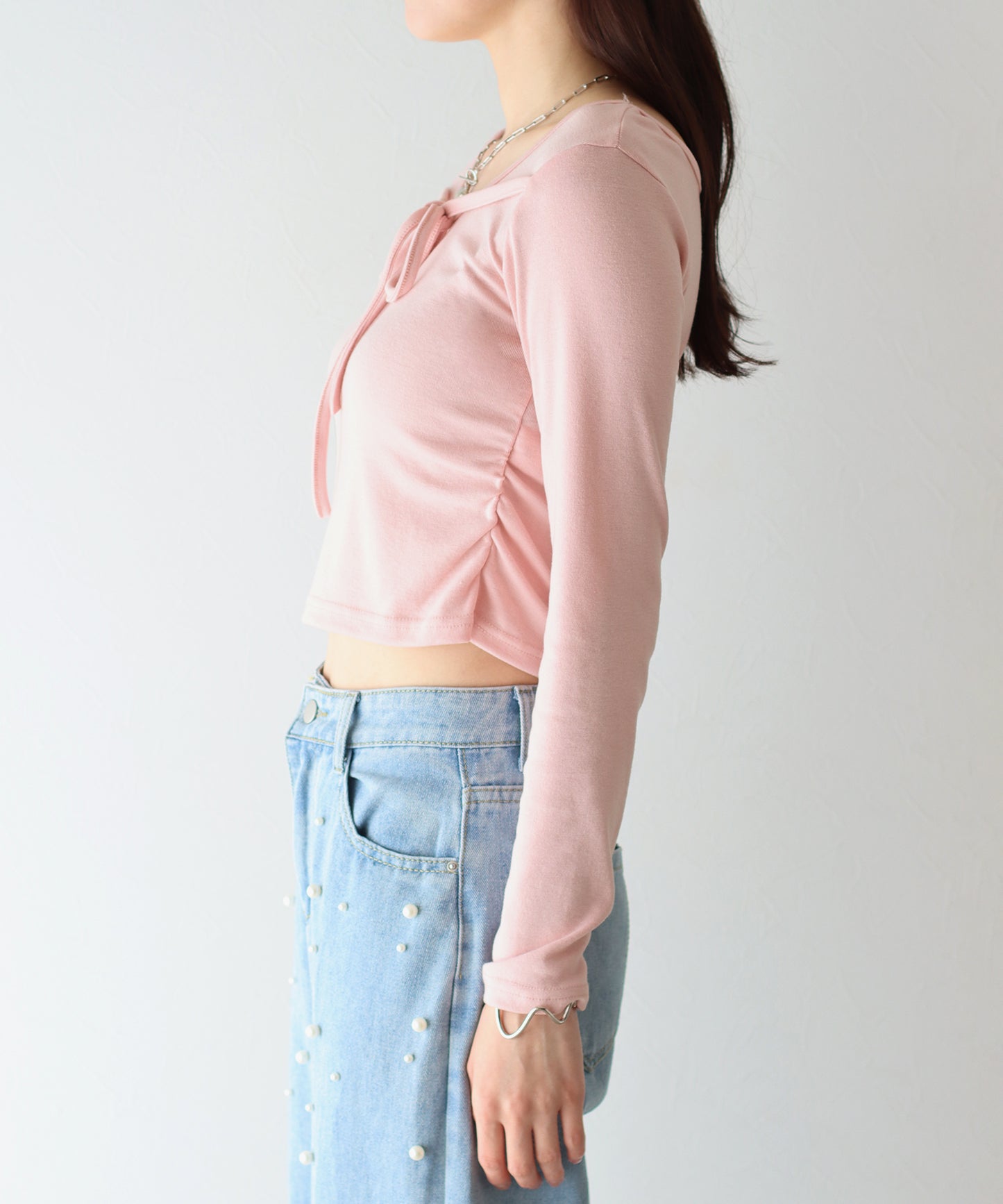 【SALE】フロントリボン付きカットソー