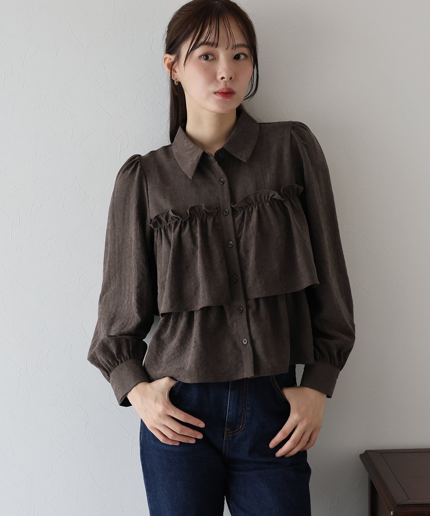 【早割5%OFF】フリルティアードピーチブラウス