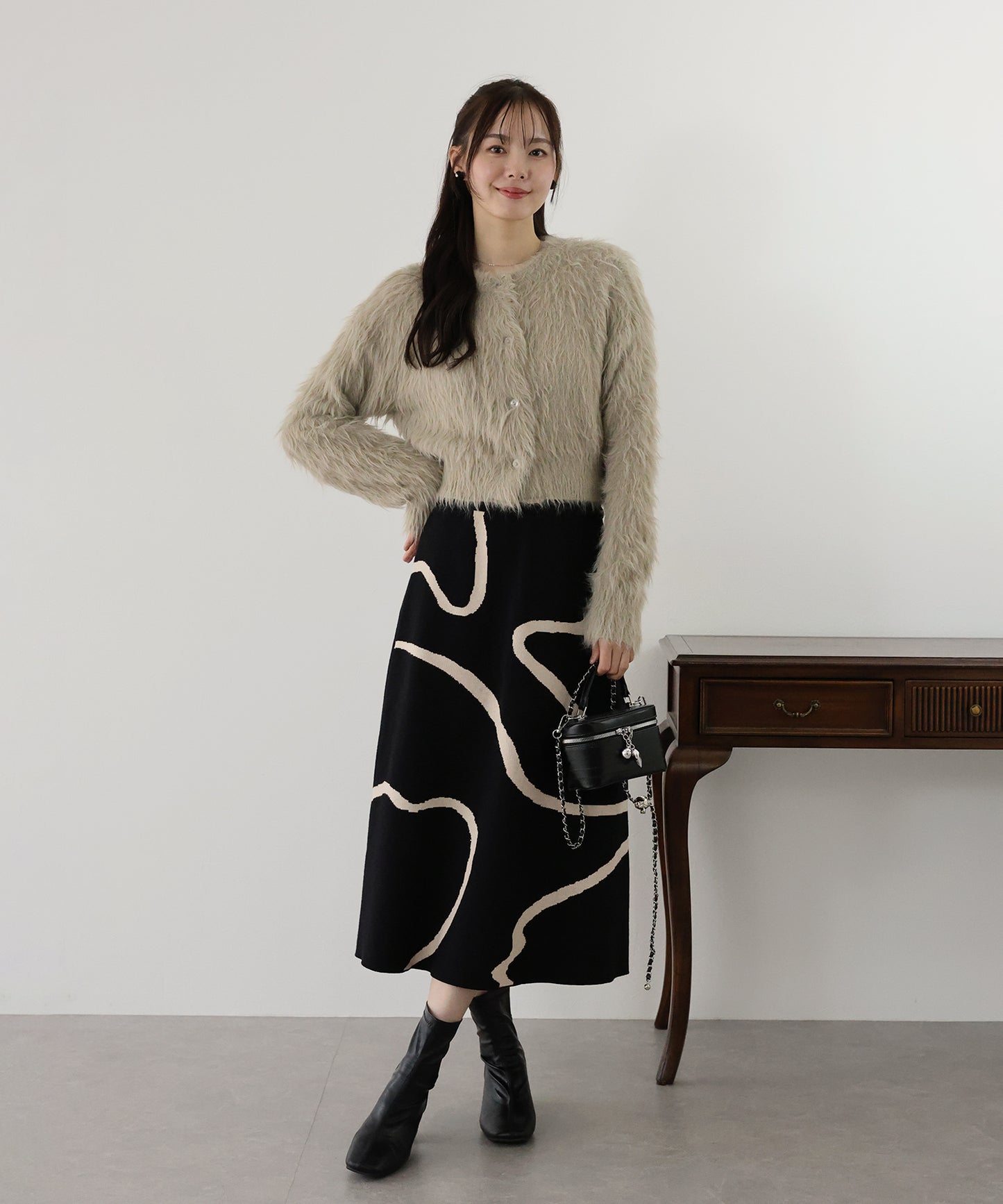 【SALE】ラインジャガードニットスカート