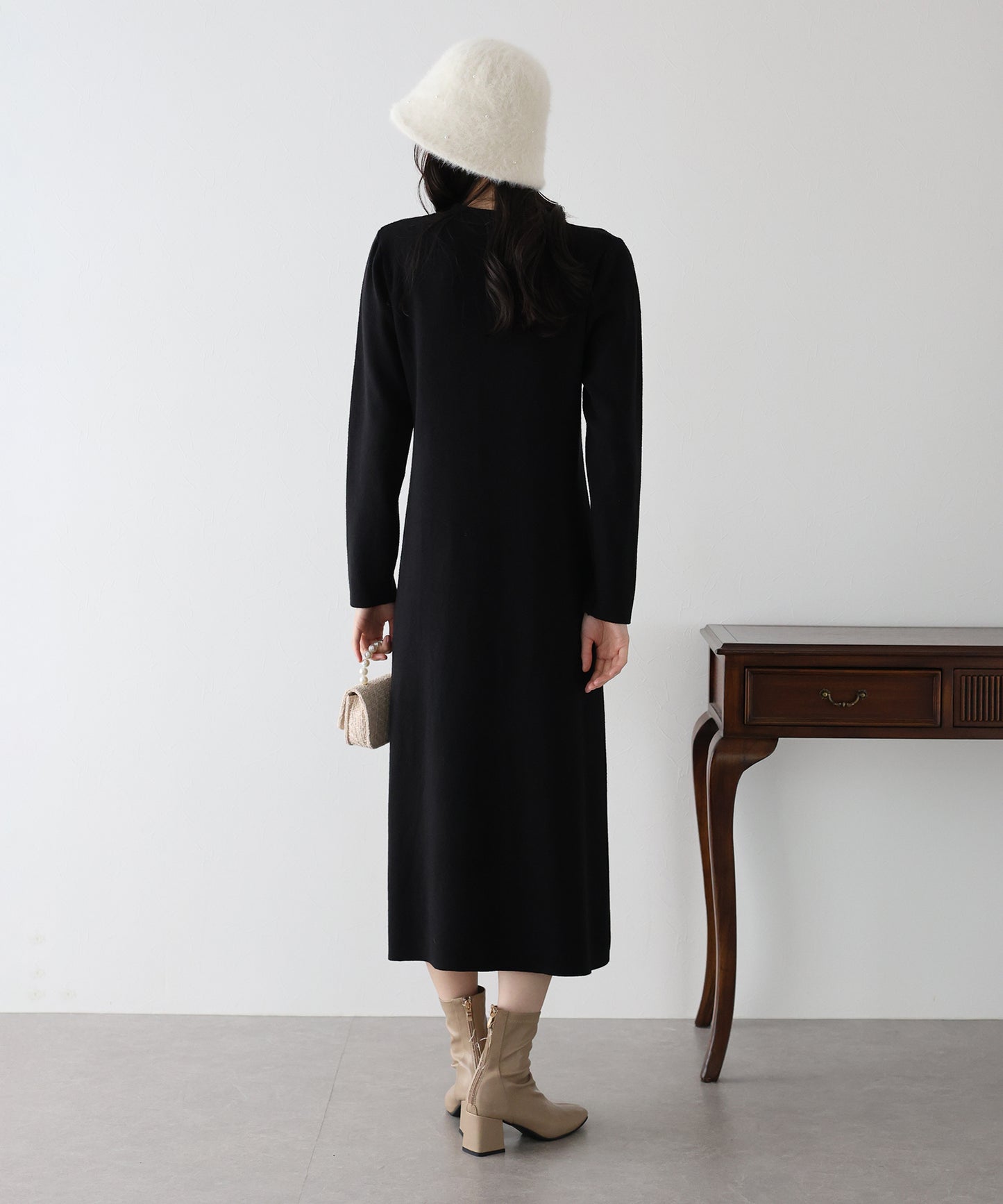 【TIME SALE】ボウタイニットワンピース