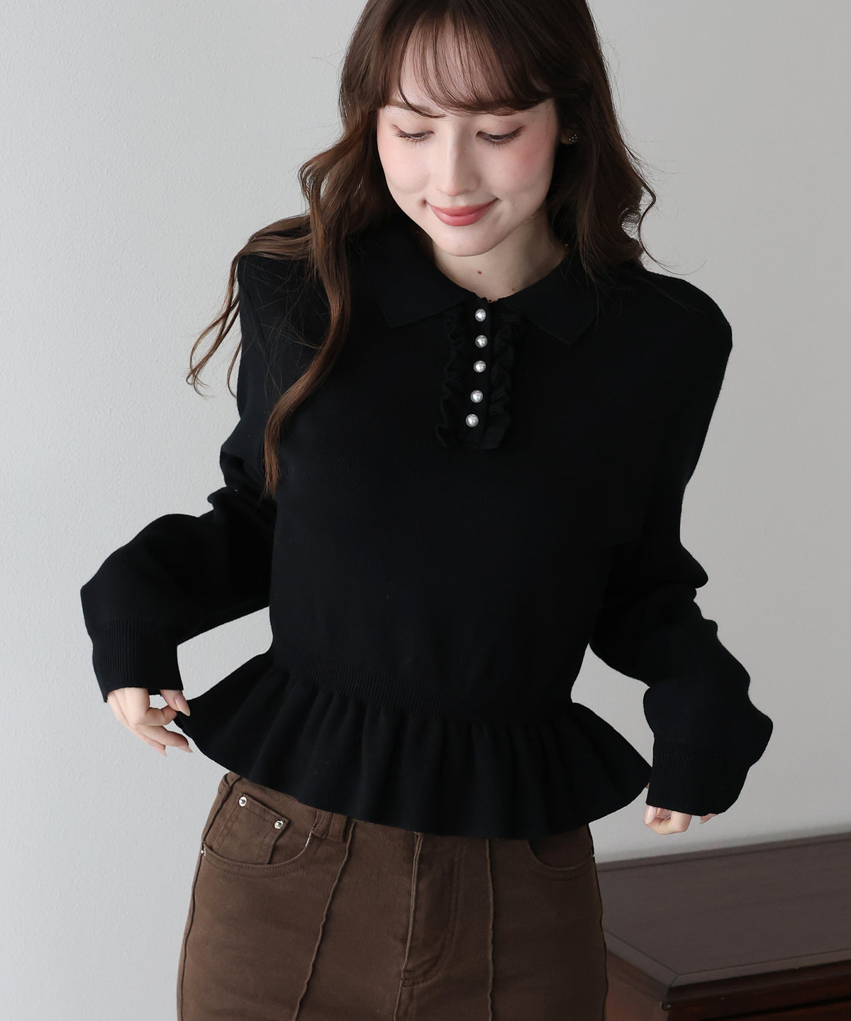 【早割5%OFF】フロントフリルペプラムポロニット