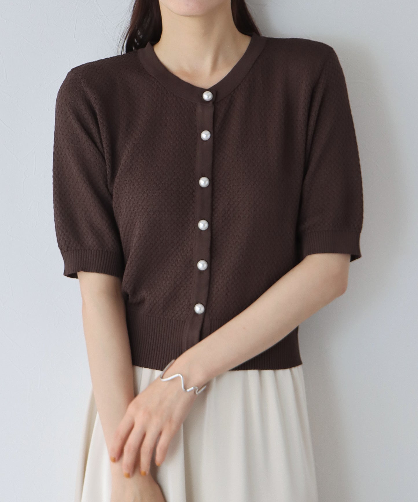 【TIME SALE】ぽこぽこ編みパールボタンカーディガン