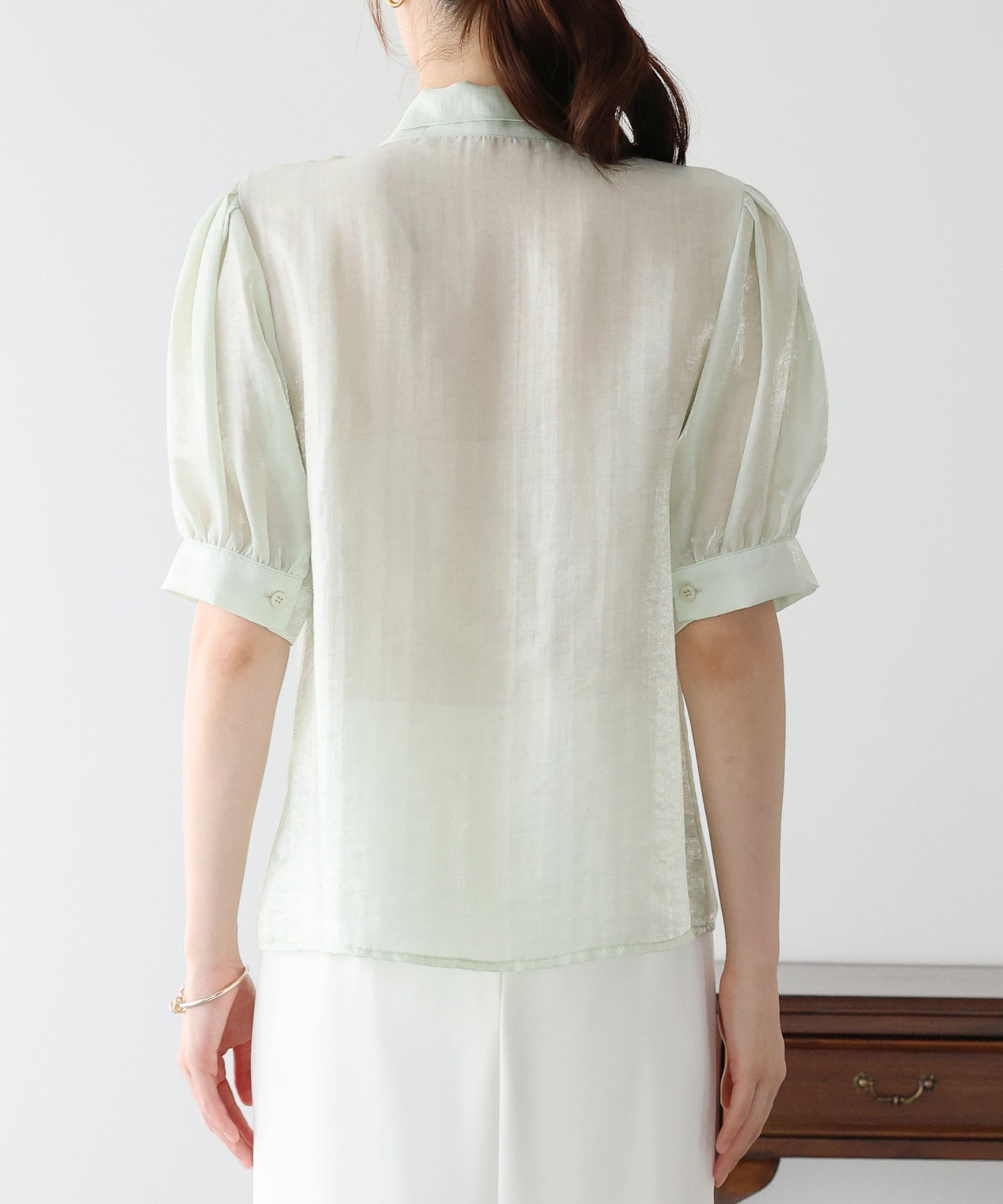 【早割5%OFF】リボンシアーサテンブラウス【メール便】