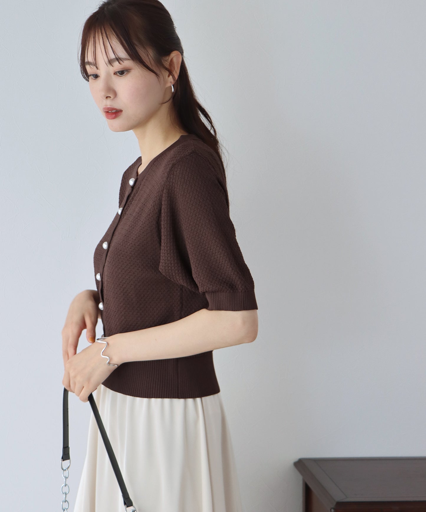 【TIME SALE】ぽこぽこ編みパールボタンカーディガン
