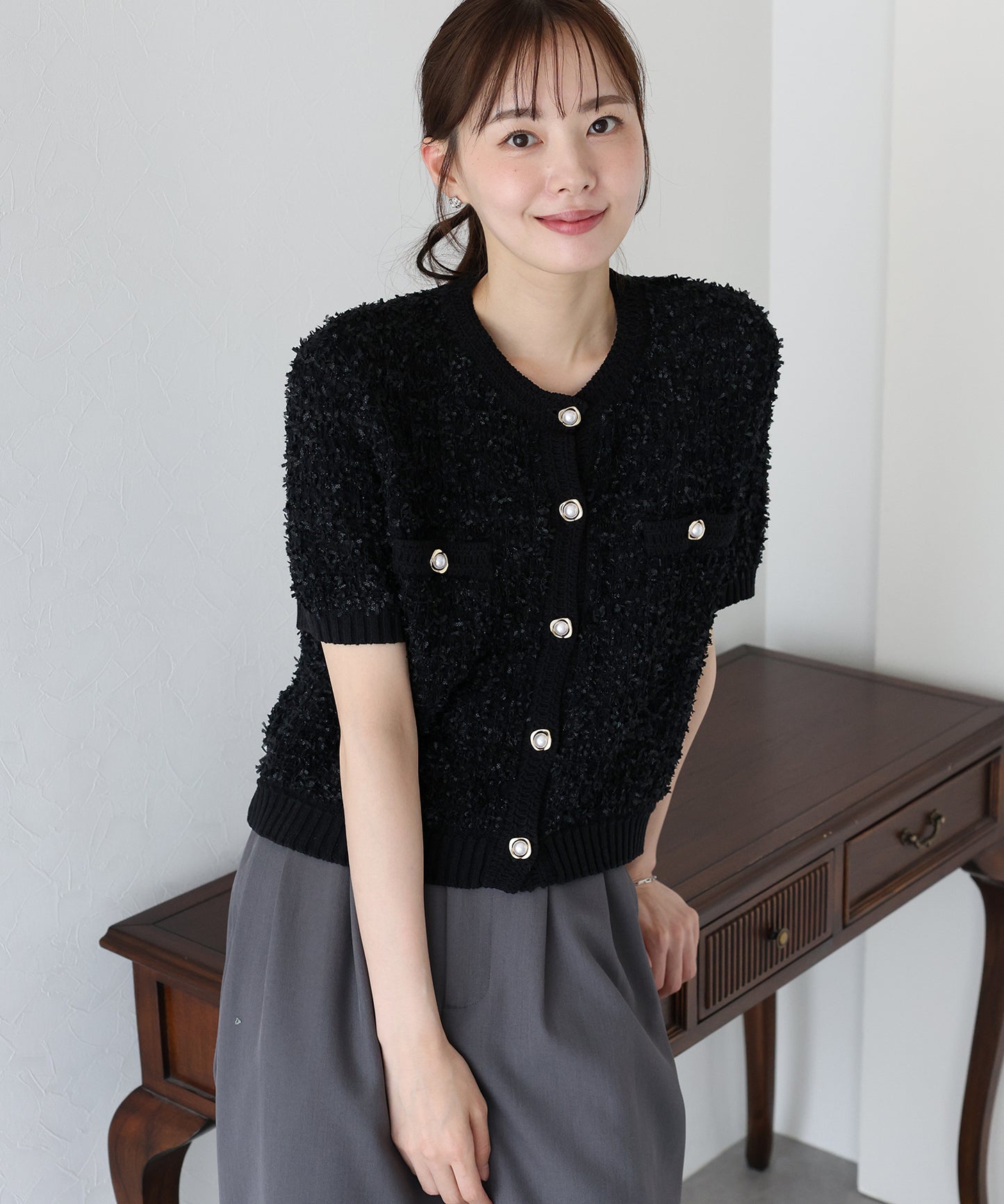 【新商品限定5%OFF(木)】ファンシーヤーンカーディガン