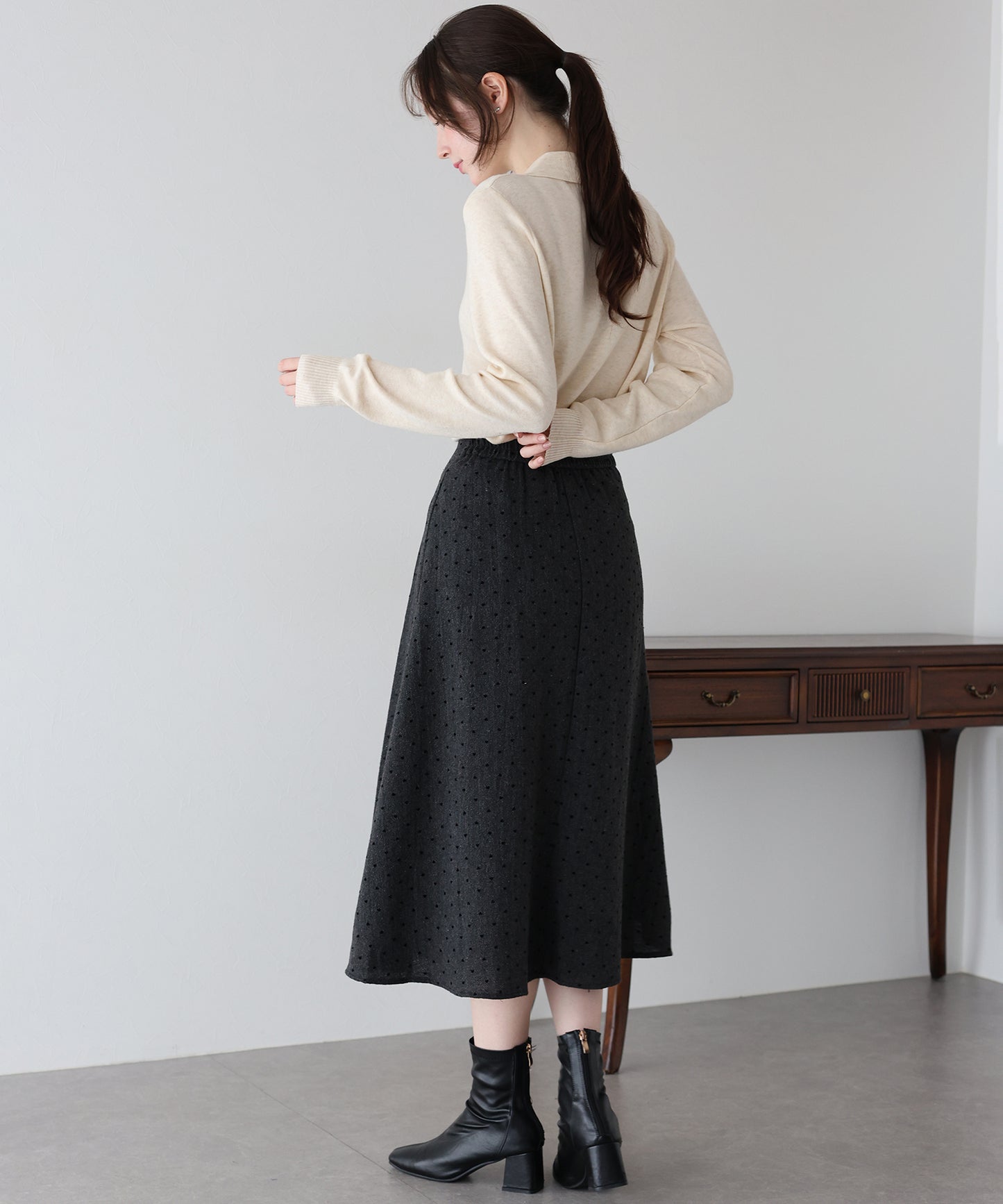 【早割5%OFF】ハートドットフロッキーツイードスカート