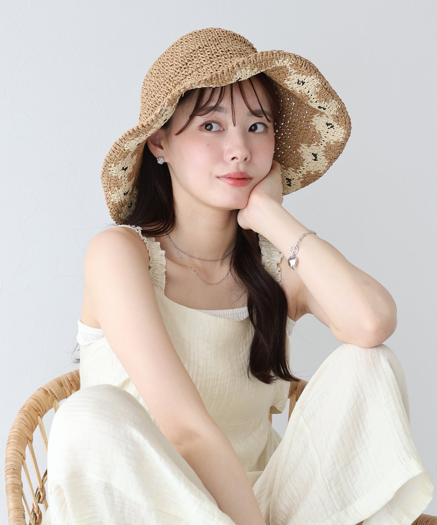 【TIME SALE】配色フラワーバケットハット