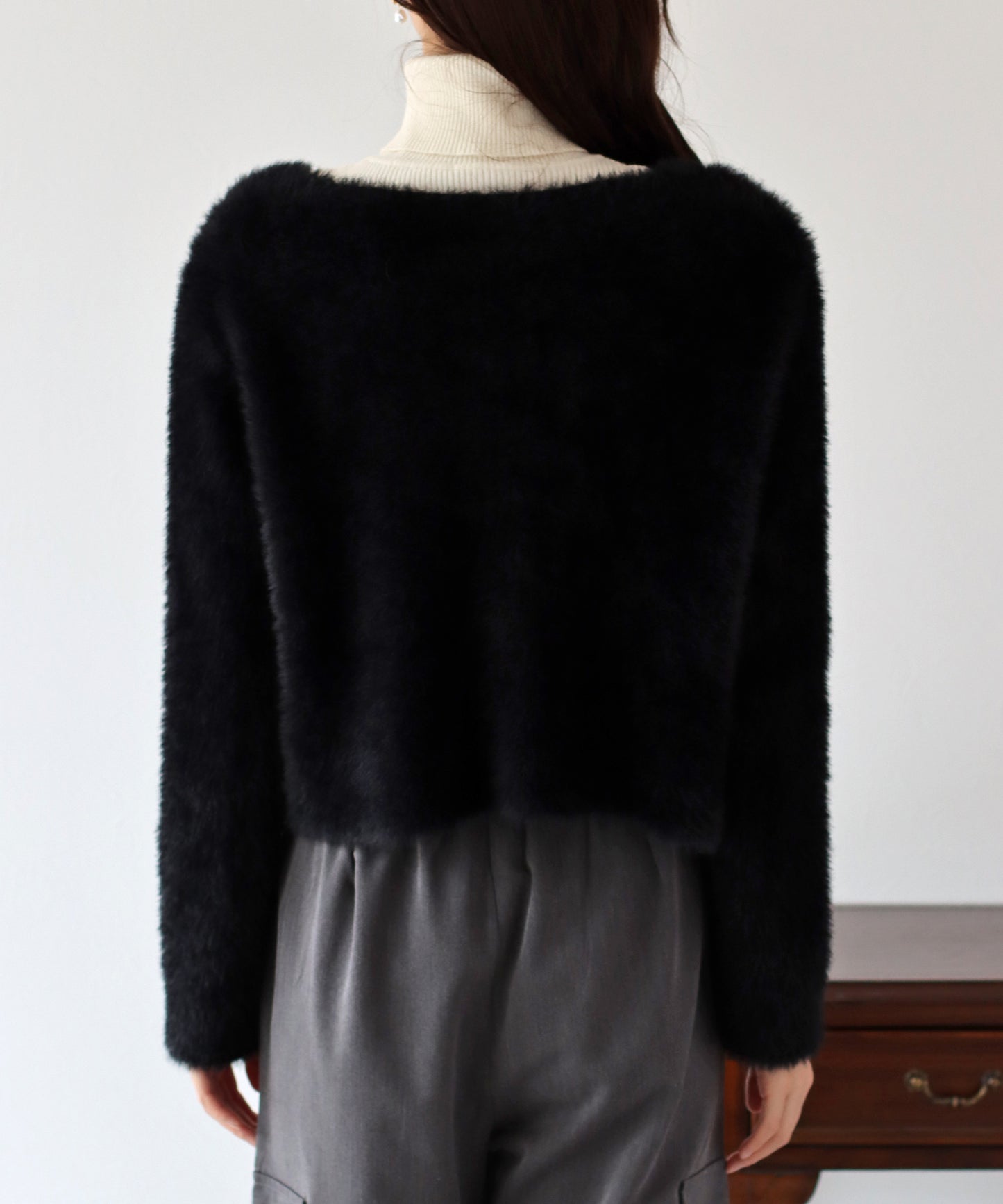 ハートボタンシャギーカーディガン