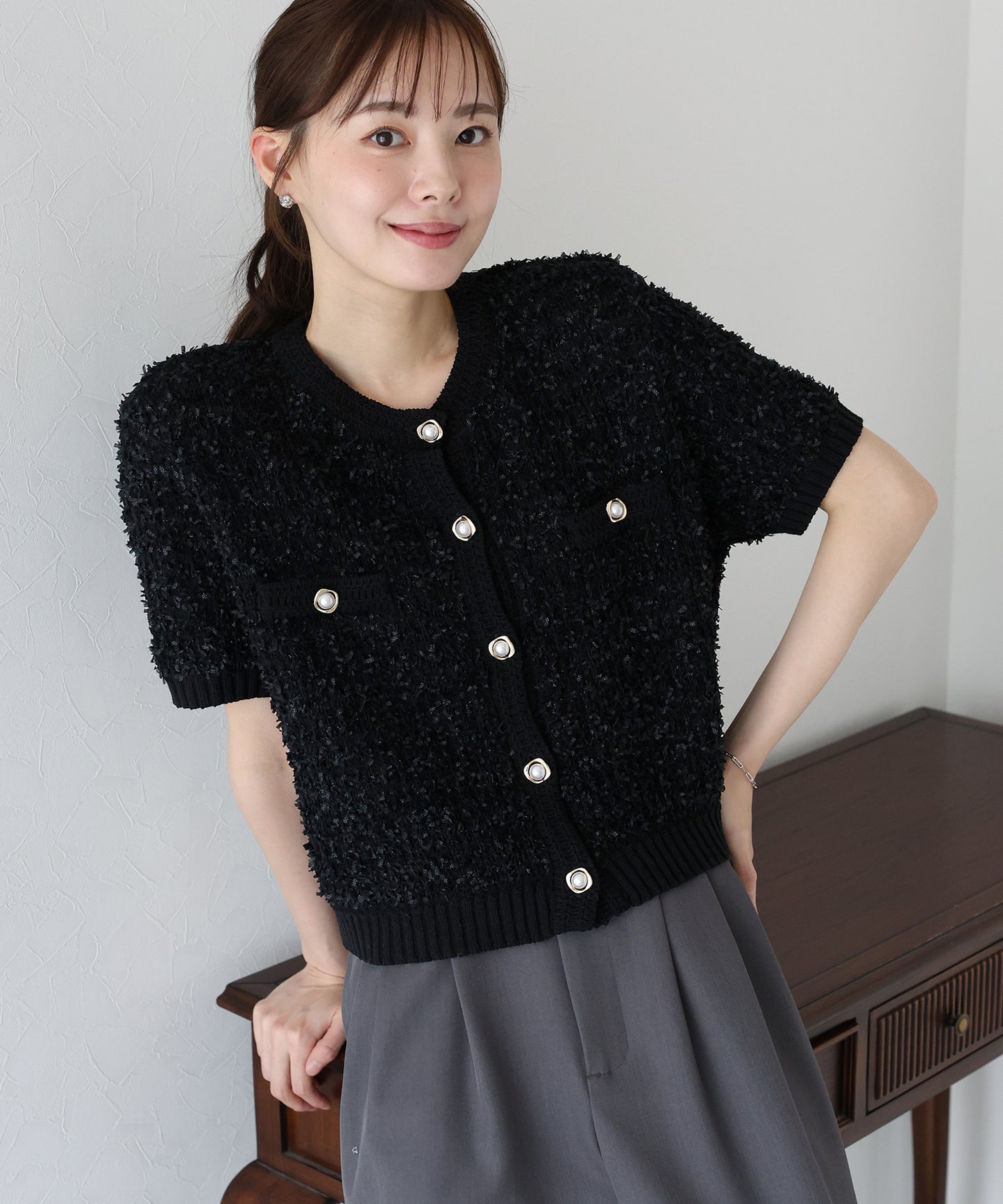 【新商品限定5%OFF(木)】ファンシーヤーンカーディガン