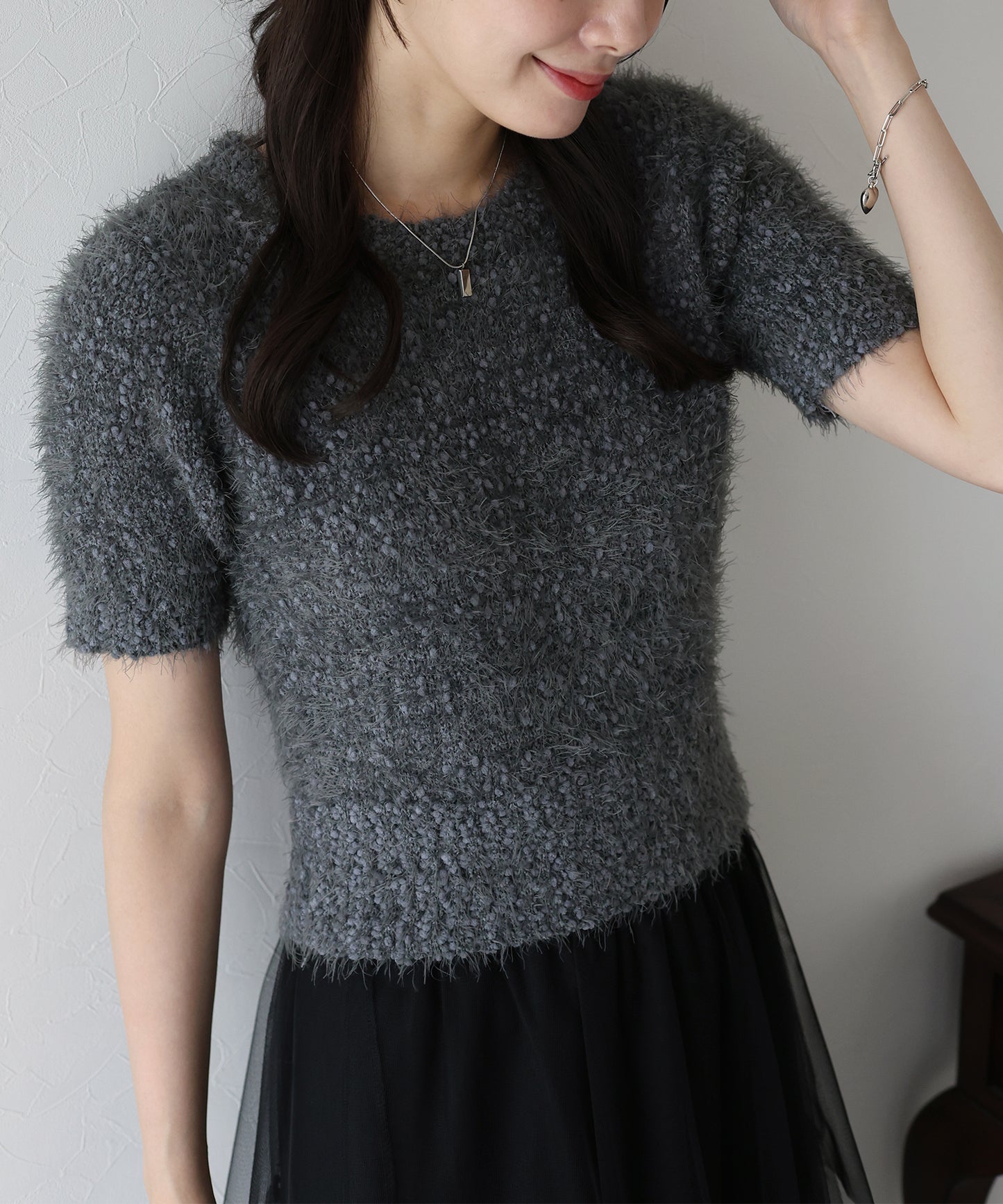【早割5%OFF】ぽこぽこシャギー半袖ニット