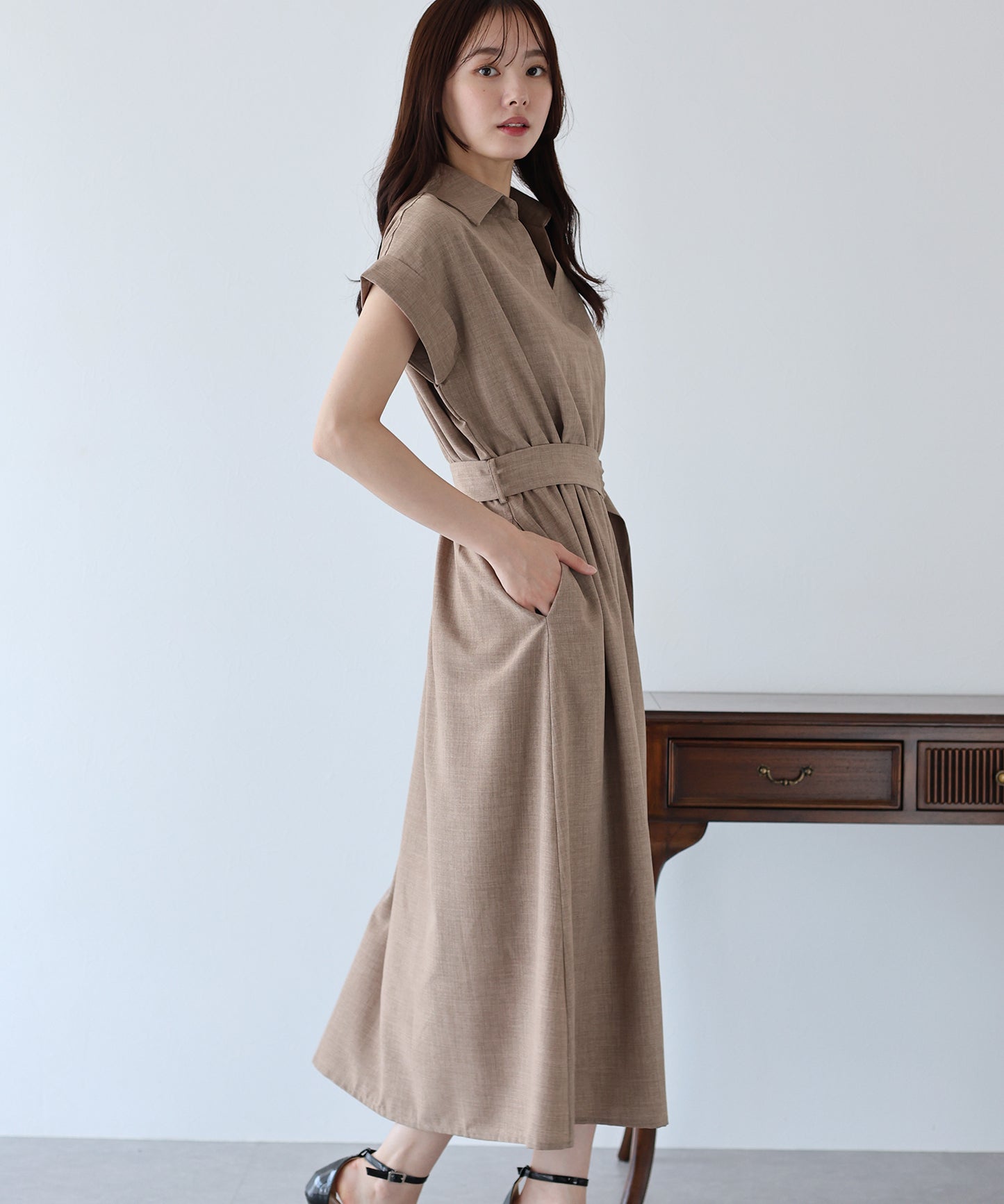 【TIME SALE】カシュクールシャツワンピース