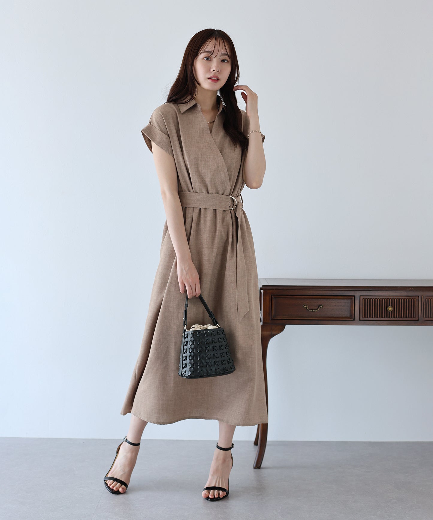 【TIME SALE】カシュクールシャツワンピース