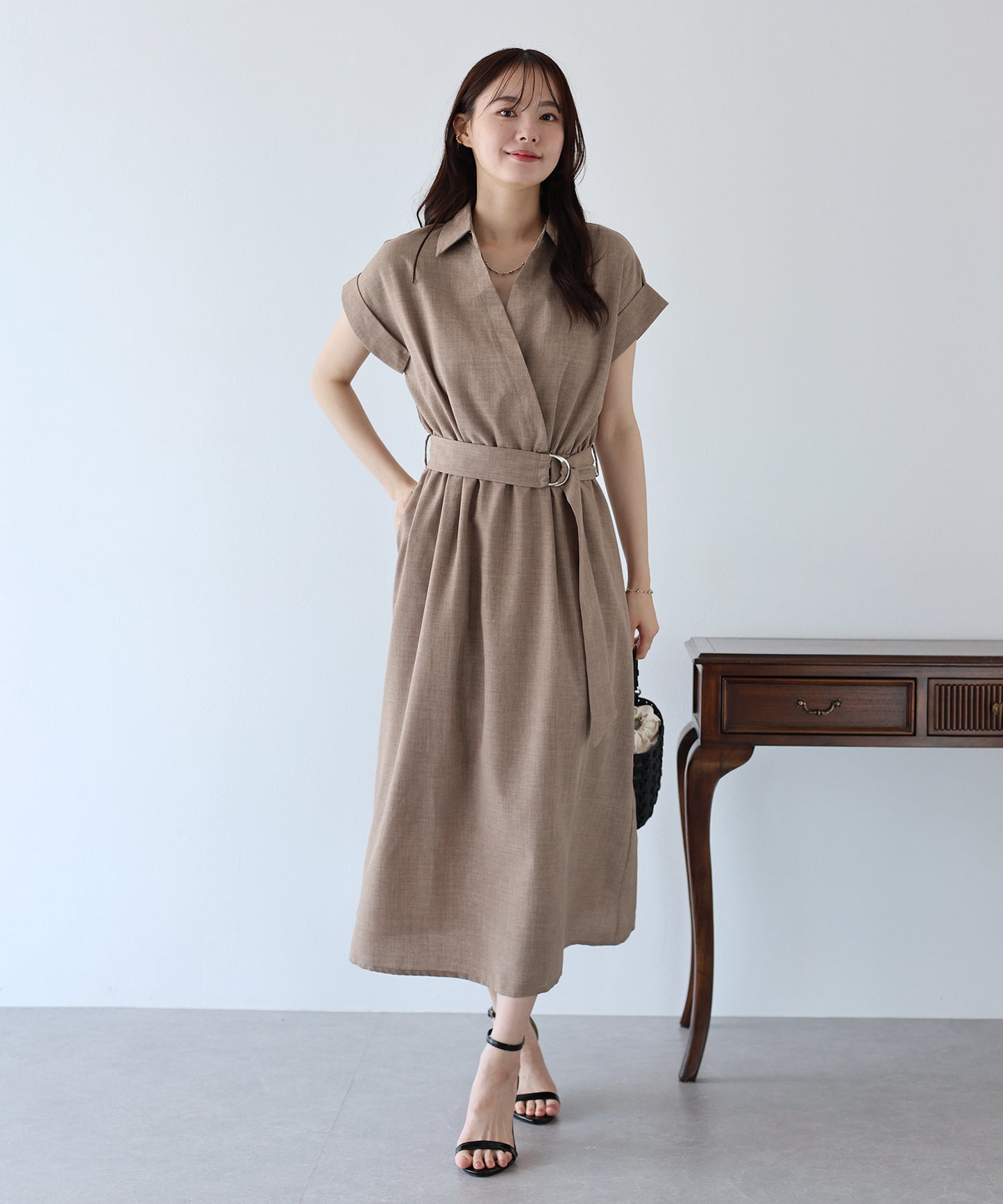【TIME SALE】カシュクールシャツワンピース