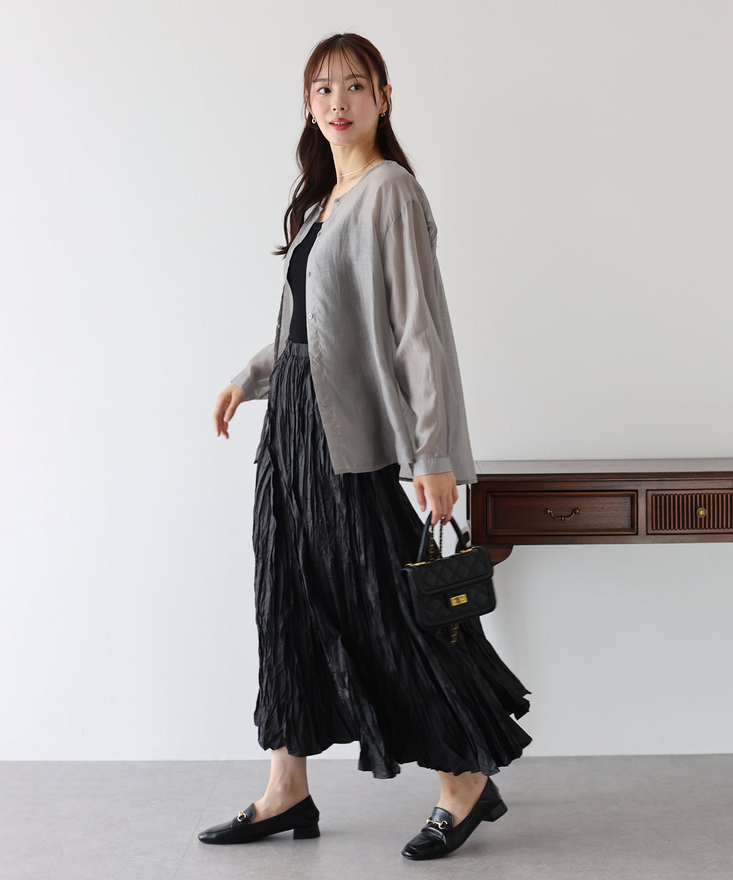 【SALE】ノーカラーシアーシャツ【ネコポス】