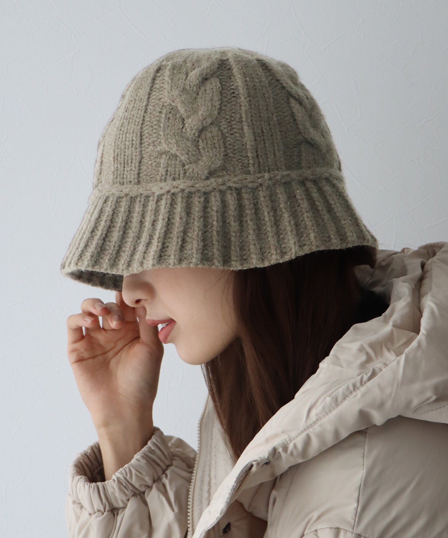 【SALE】ケーブルニットバケットハット