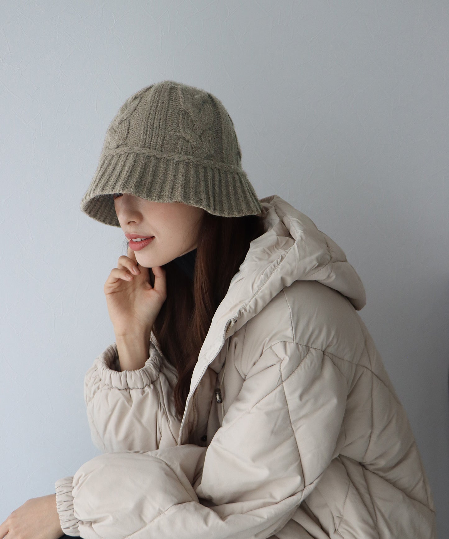 【SALE】ケーブルニットバケットハット