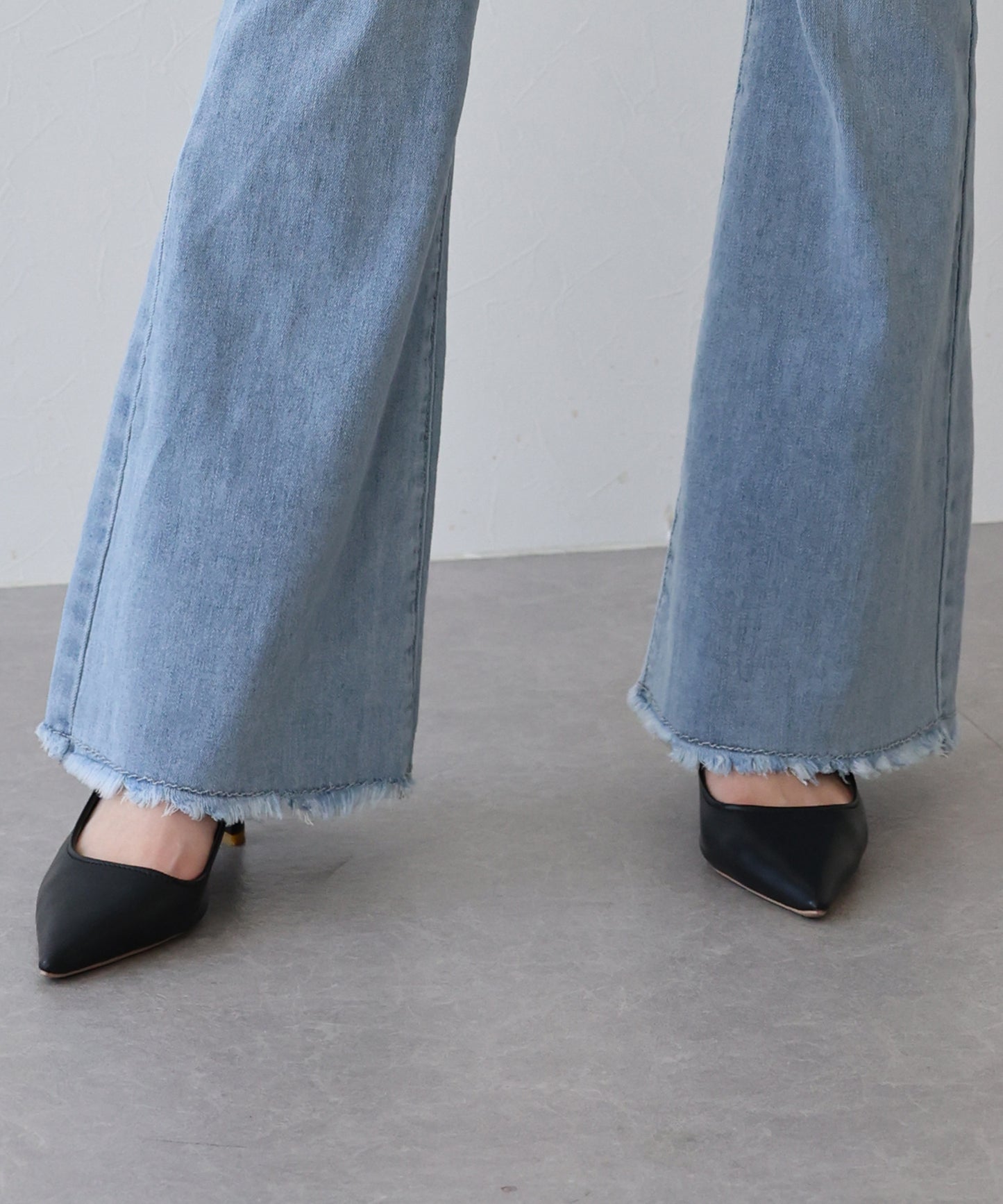 ハイウエストバックリボンデニムパンツ