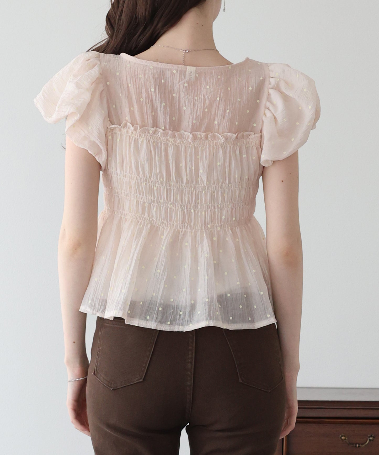 【早割5%OFF】ドットシャーリングブラウス【ネコポス】