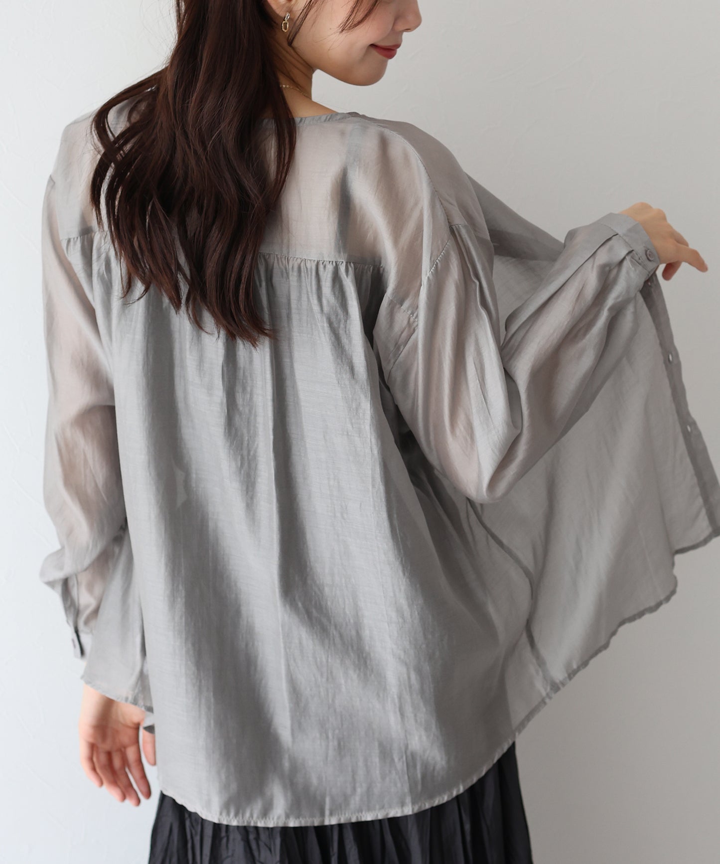 【SALE】ノーカラーシアーシャツ【ネコポス】