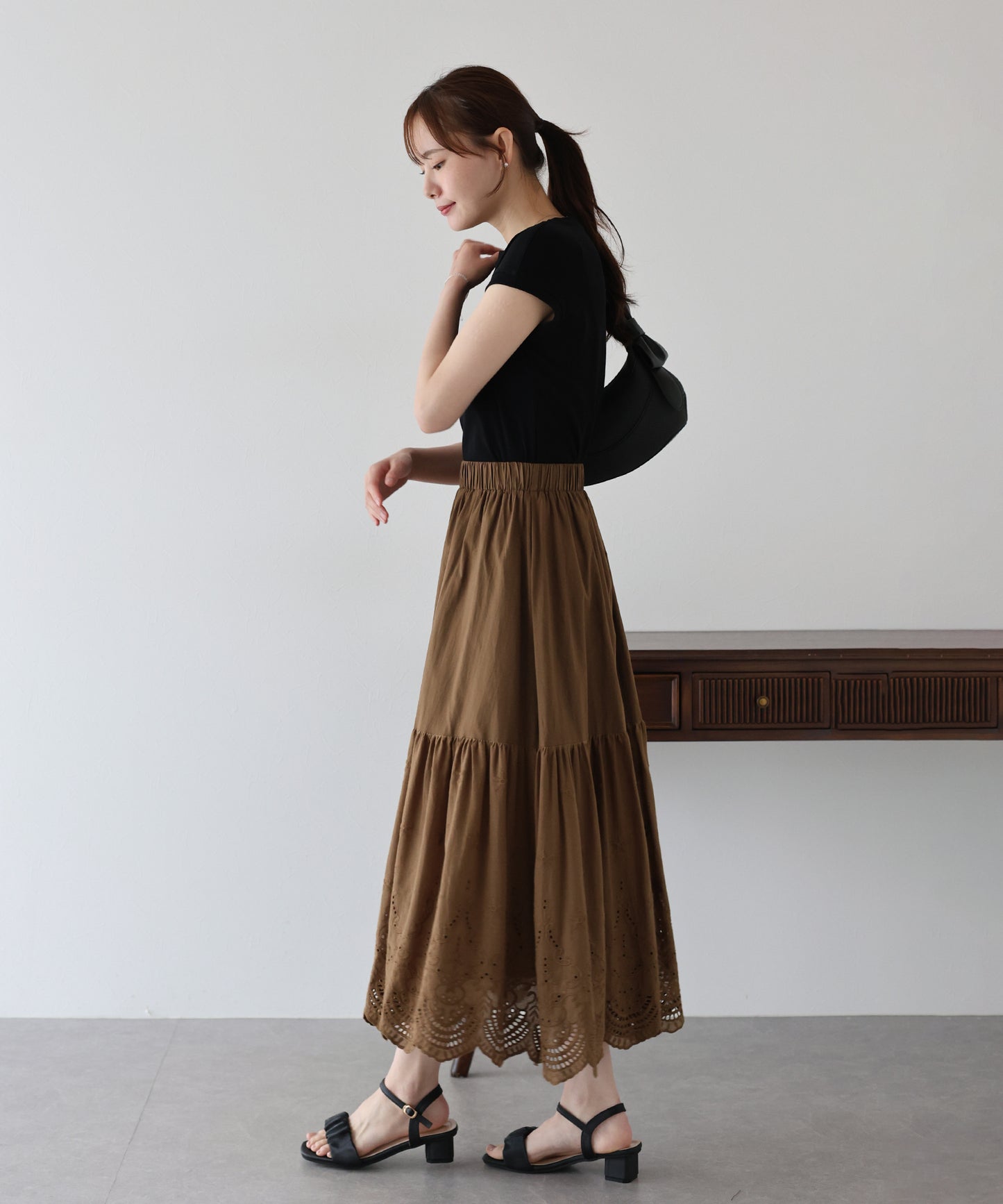 【TIME SALE】コットンレースティアードスカート
