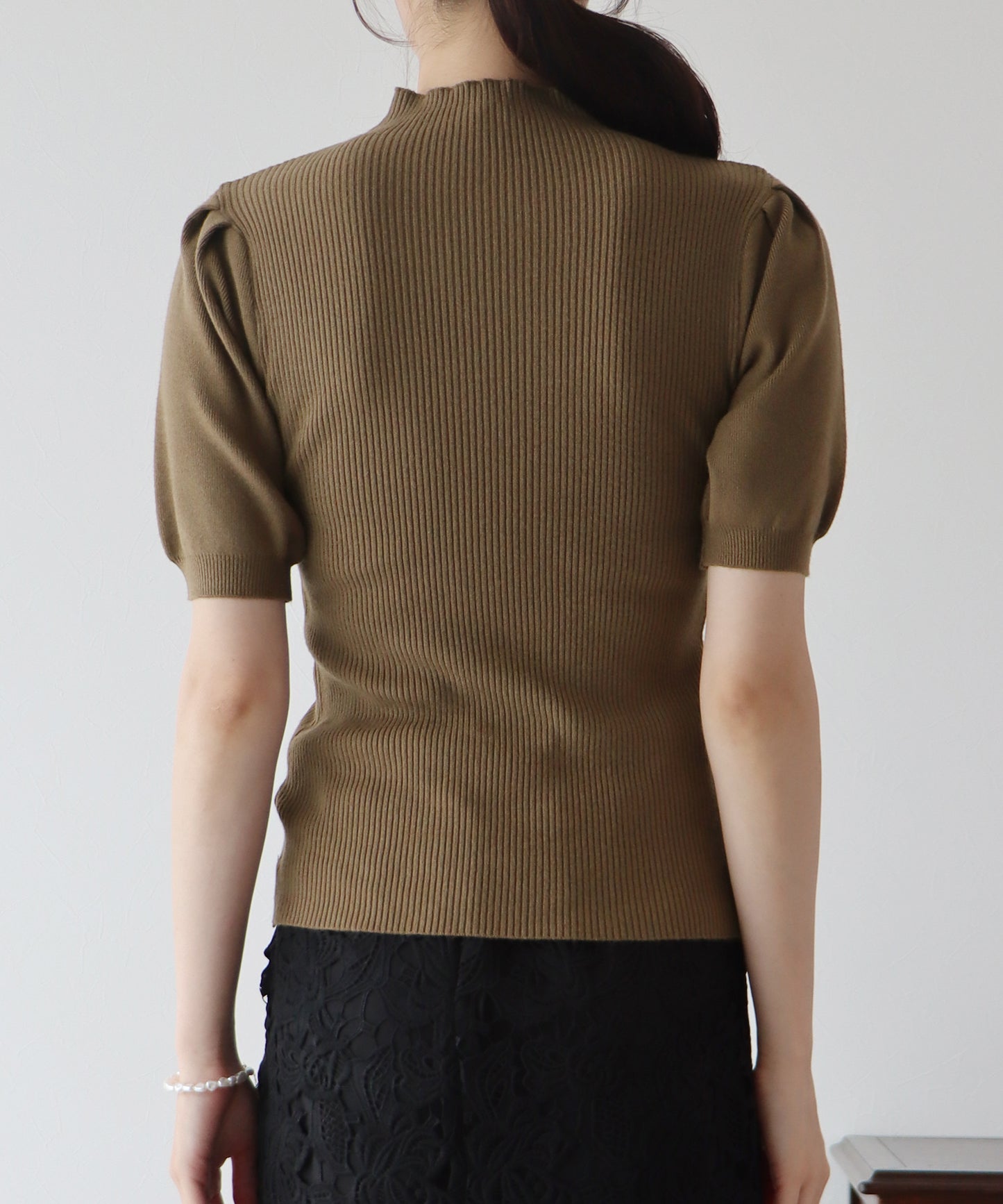 【SALE】パフスリーブ半袖なめらかニット【ネコポス】