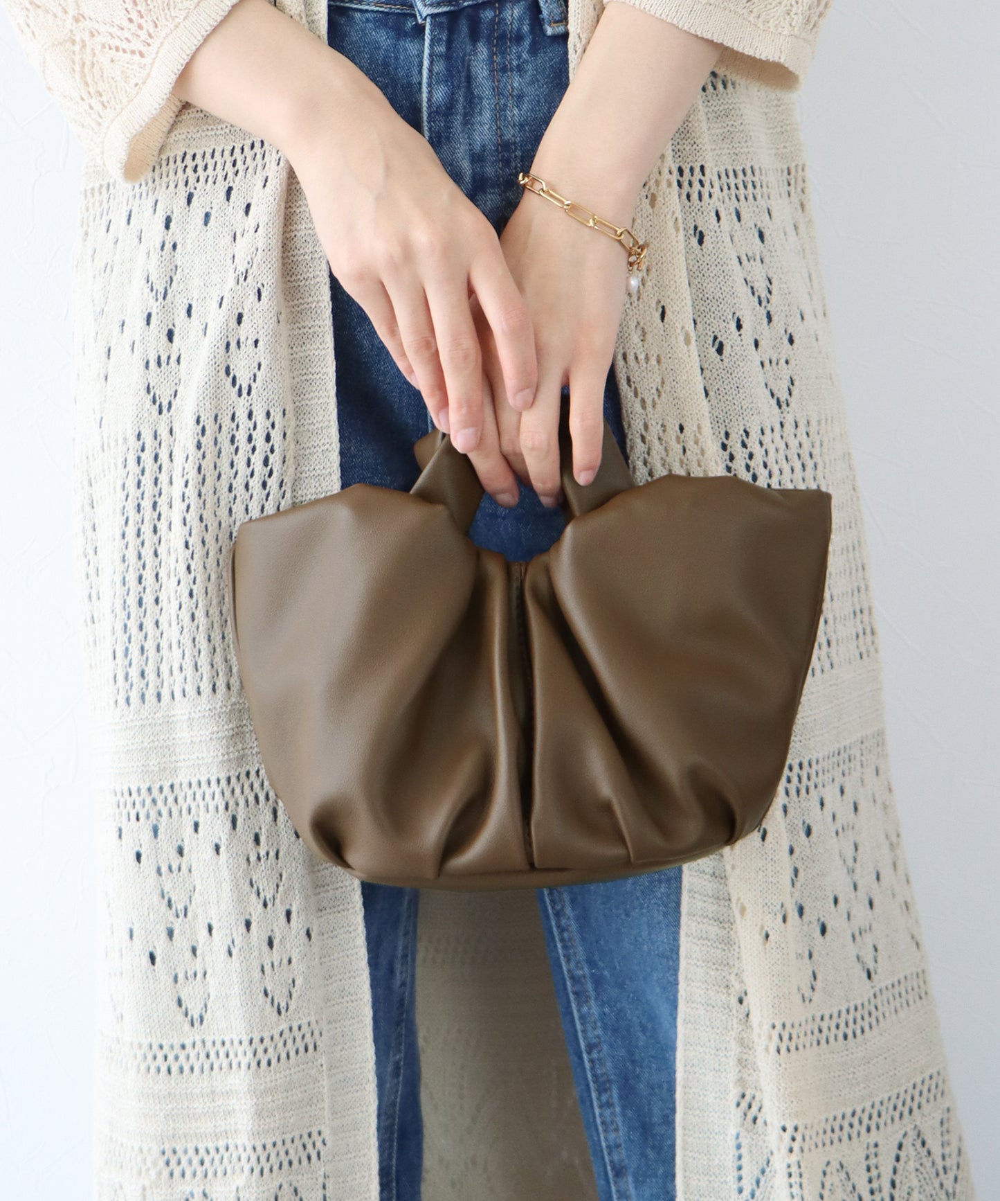 【SALE】ギャザーハンドバッグ