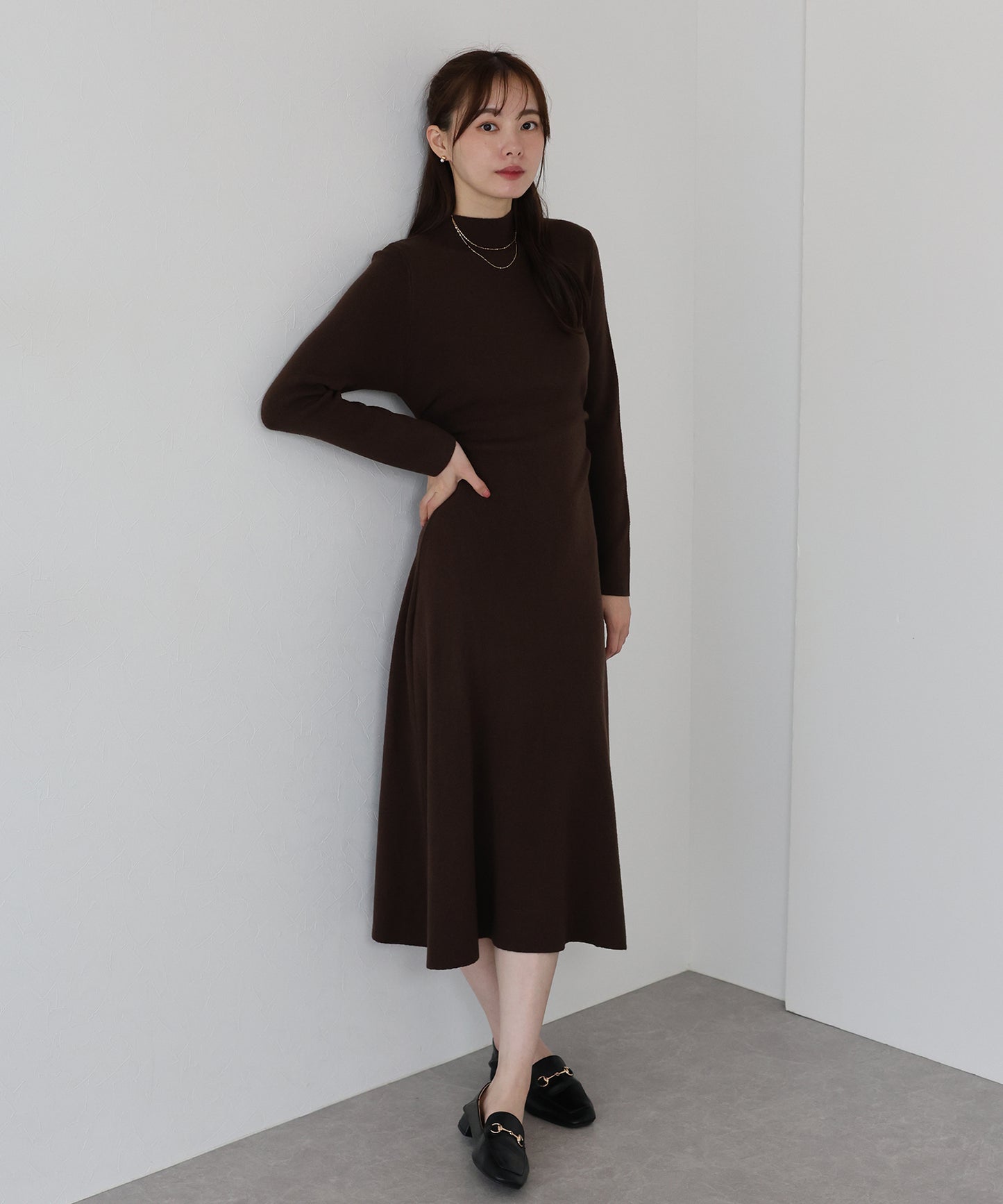 【早割5%OFF】サイドタックニットワンピース
