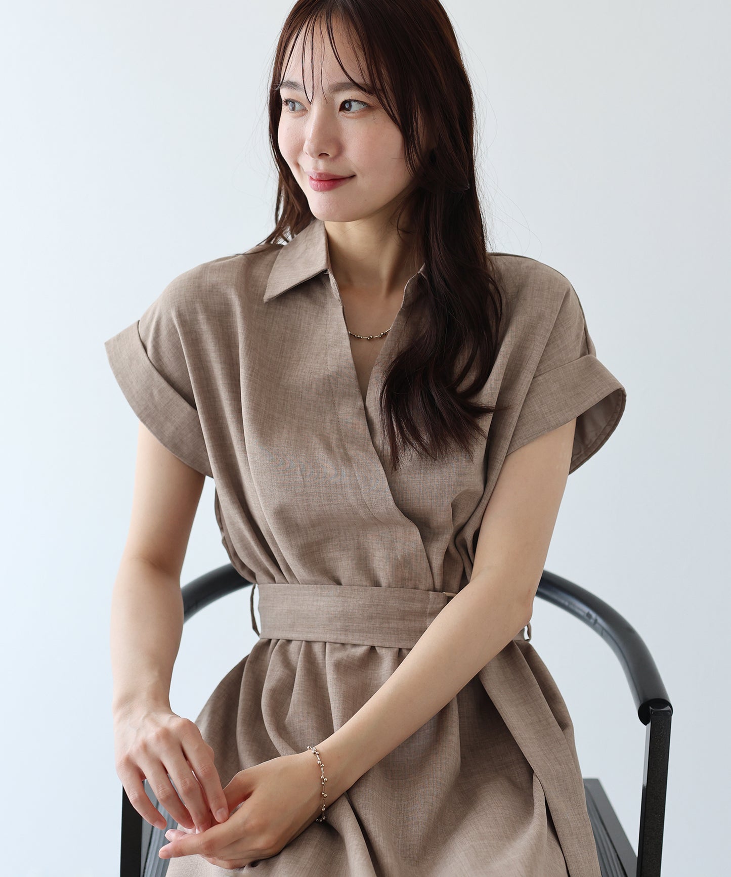 【TIME SALE】カシュクールシャツワンピース