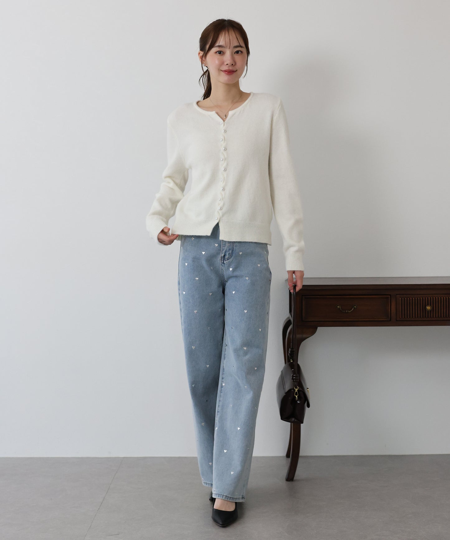 【早割5%OFF】パールボタンラメカーディガン